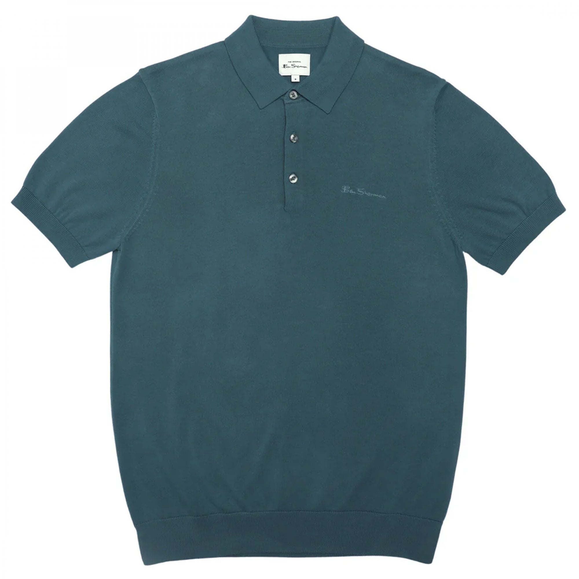 Ben Sherman Short Sleeve Signature Knitted Polo Teal Blue 140 63352