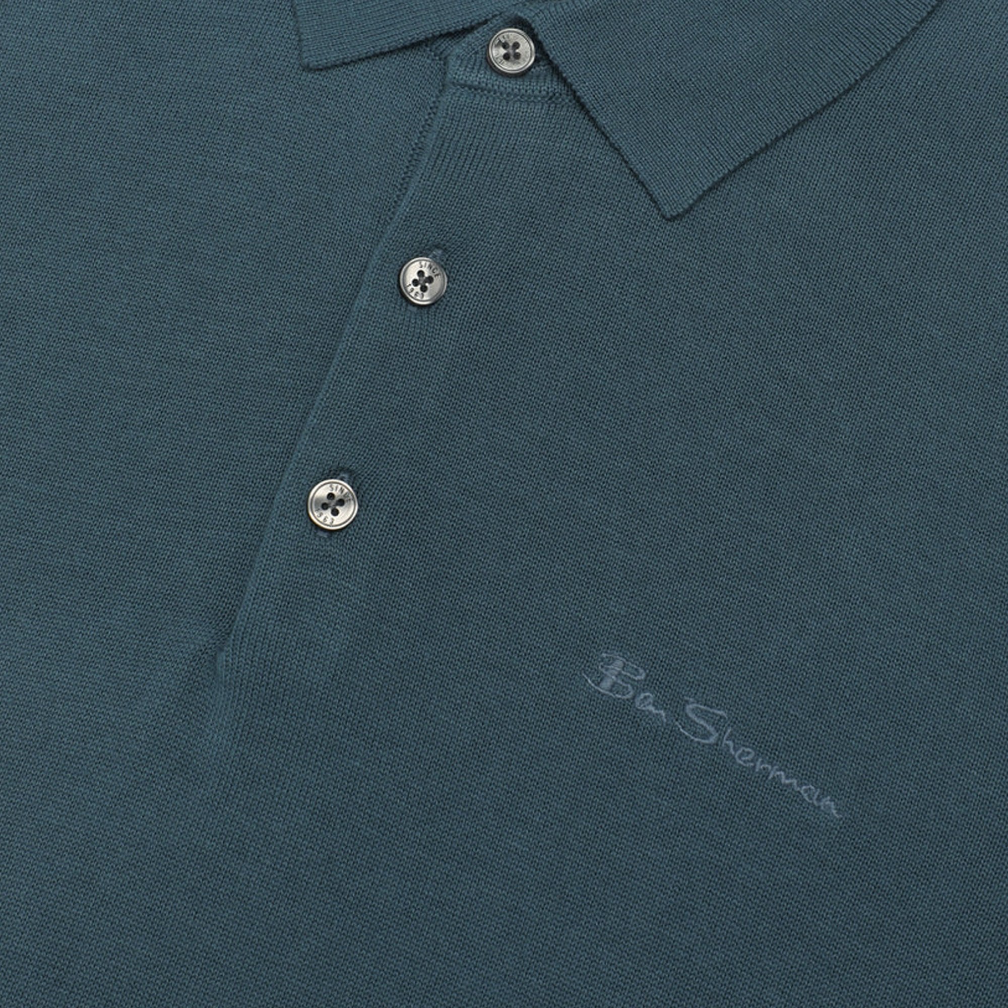 Ben Sherman Short Sleeve Signature Knitted Polo Teal Blue 140 63352