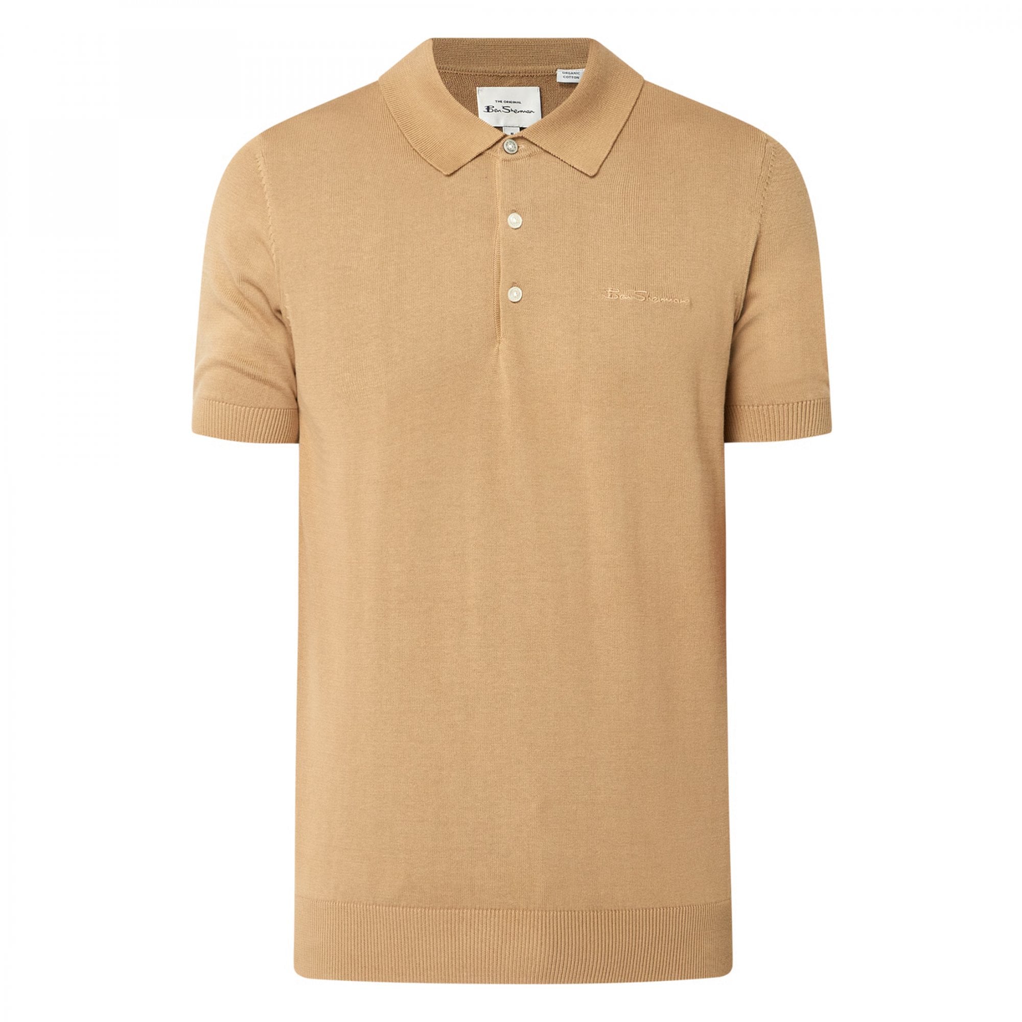 Ben Sherman Short Sleeve Signature Knitted Polo Camel 040 63352