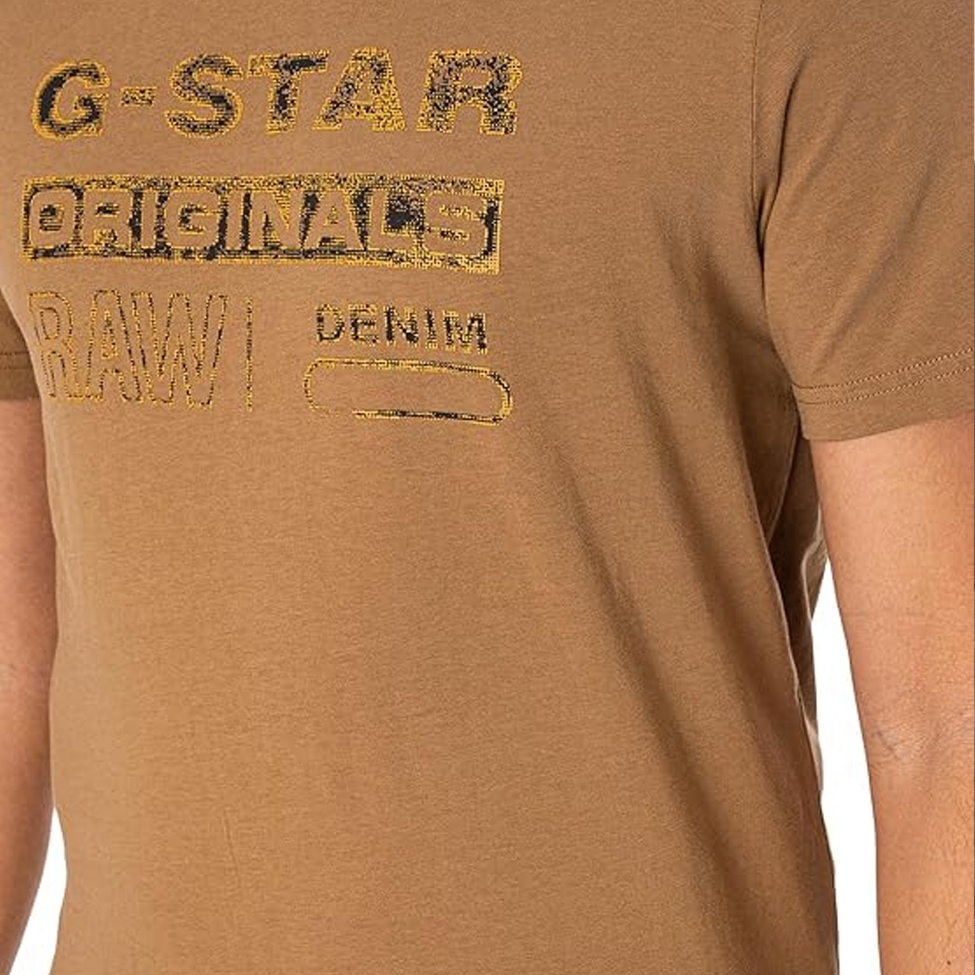 Gstar Distressed Originals Logo Slim T-Shirt Fawn Brown D24420