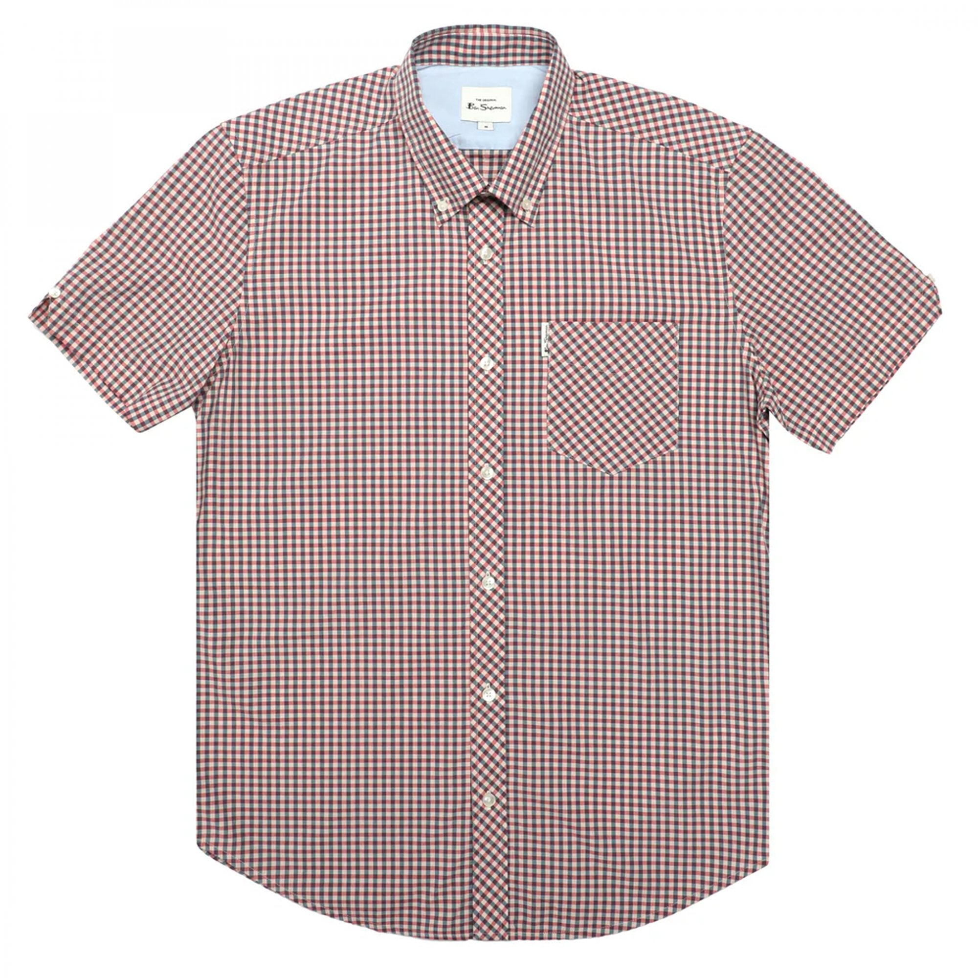 Ben Sherman Core Gingham Check Short Sleeve Shirt Scarlet Red 088 59142