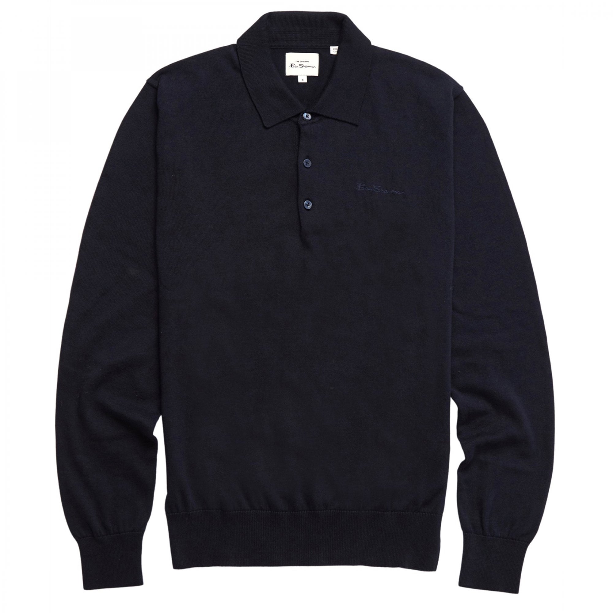 Ben Sherman LS Signature Knitted Polo Ink Blue 0063353