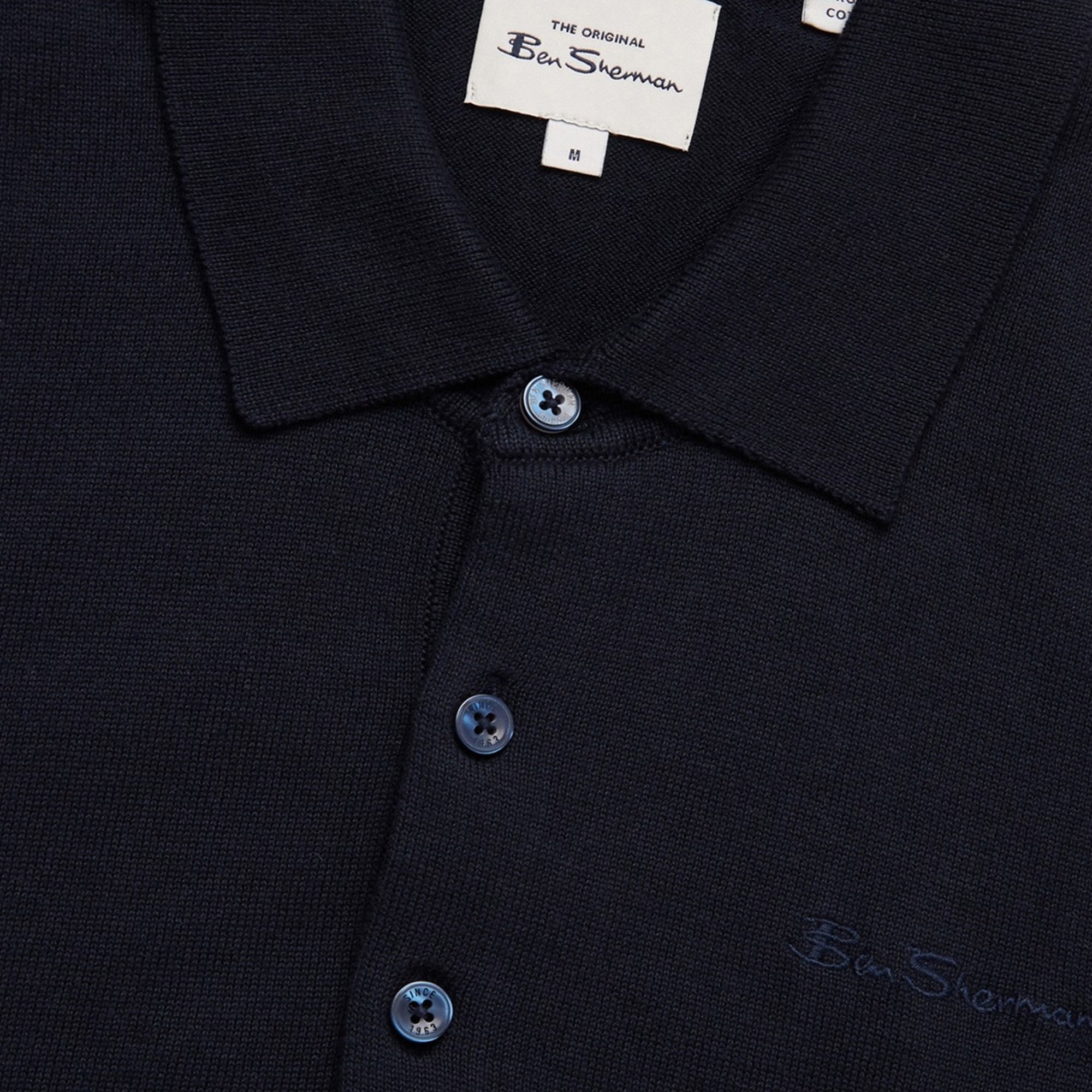 Ben Sherman LS Signature Knitted Polo Ink Blue 0063353