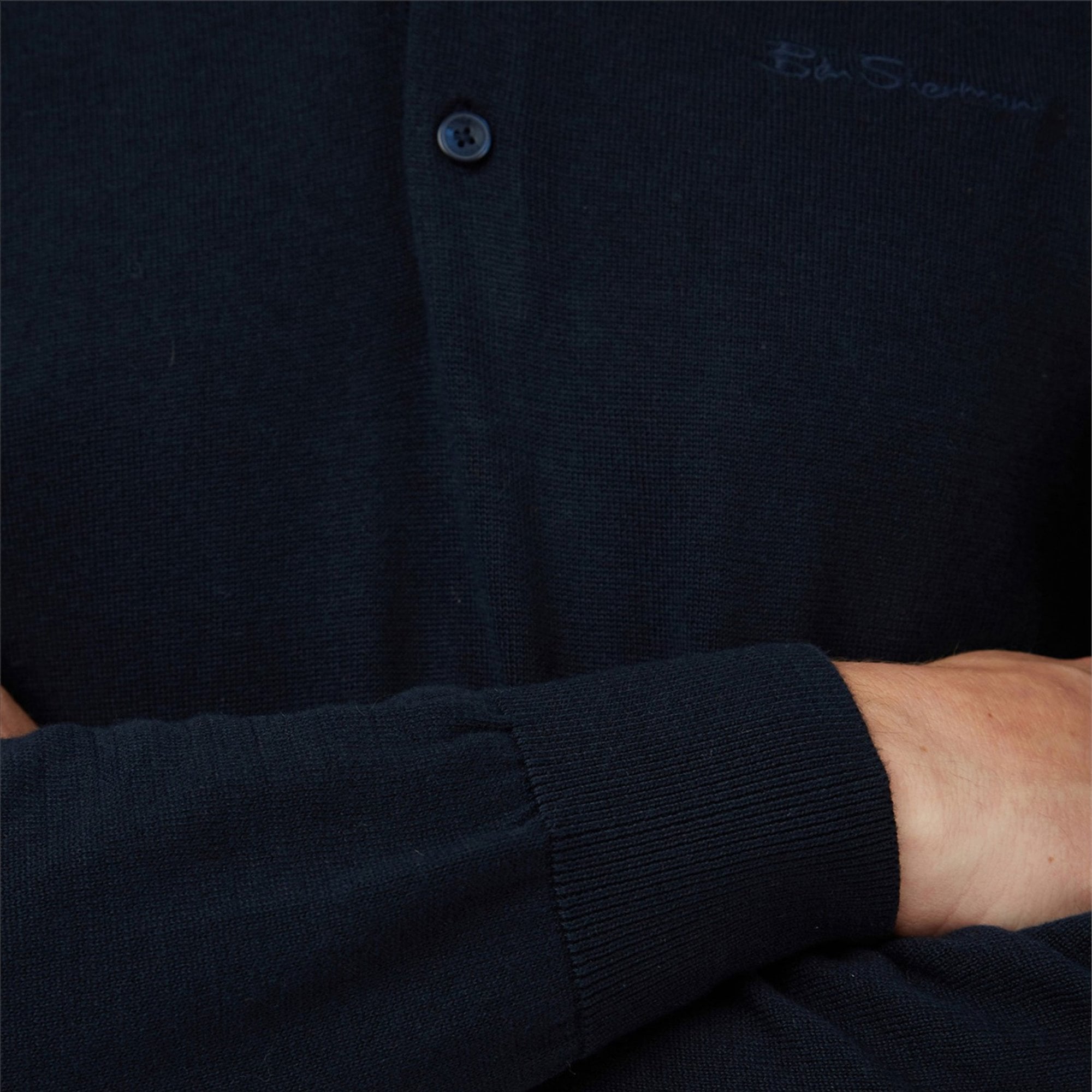 Ben Sherman LS Signature Knitted Polo Ink Blue 0063353