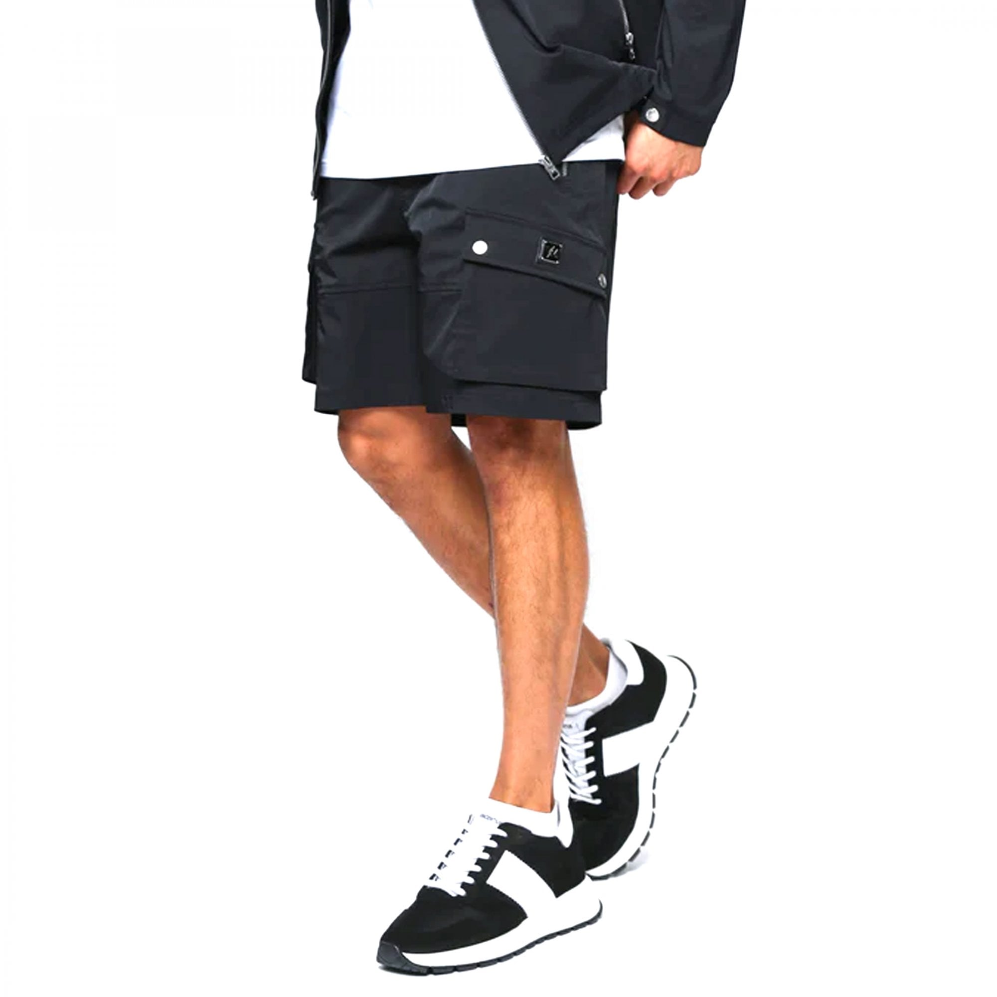 Valere Technico Black Nylon Cargo Shorts