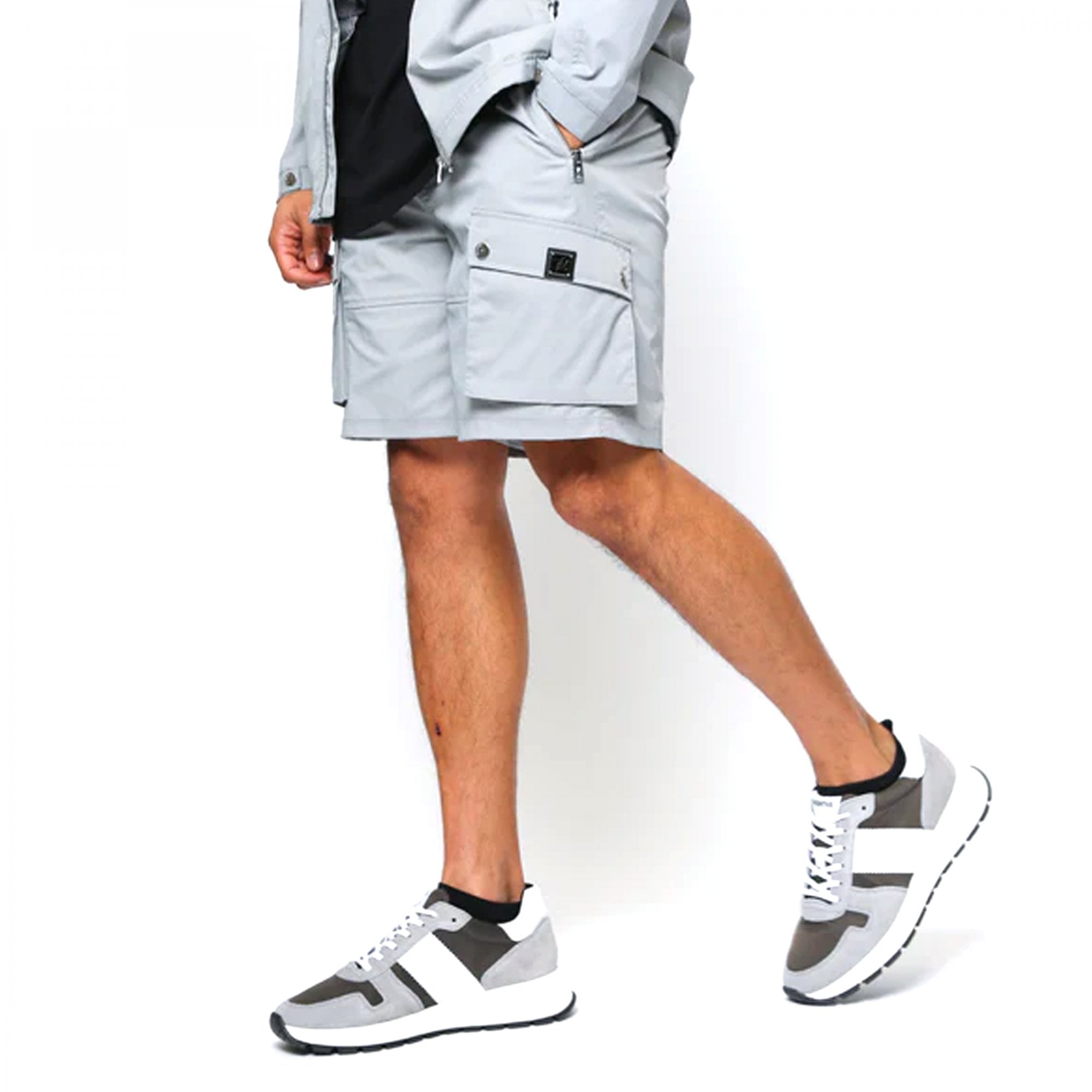 Valere Technico Light Grey Nylon Cargo Shorts
