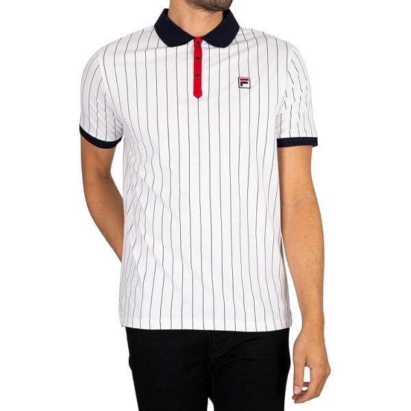 Fila BB1 Classic Vintage Striped Polo T-Shirt White/Navy