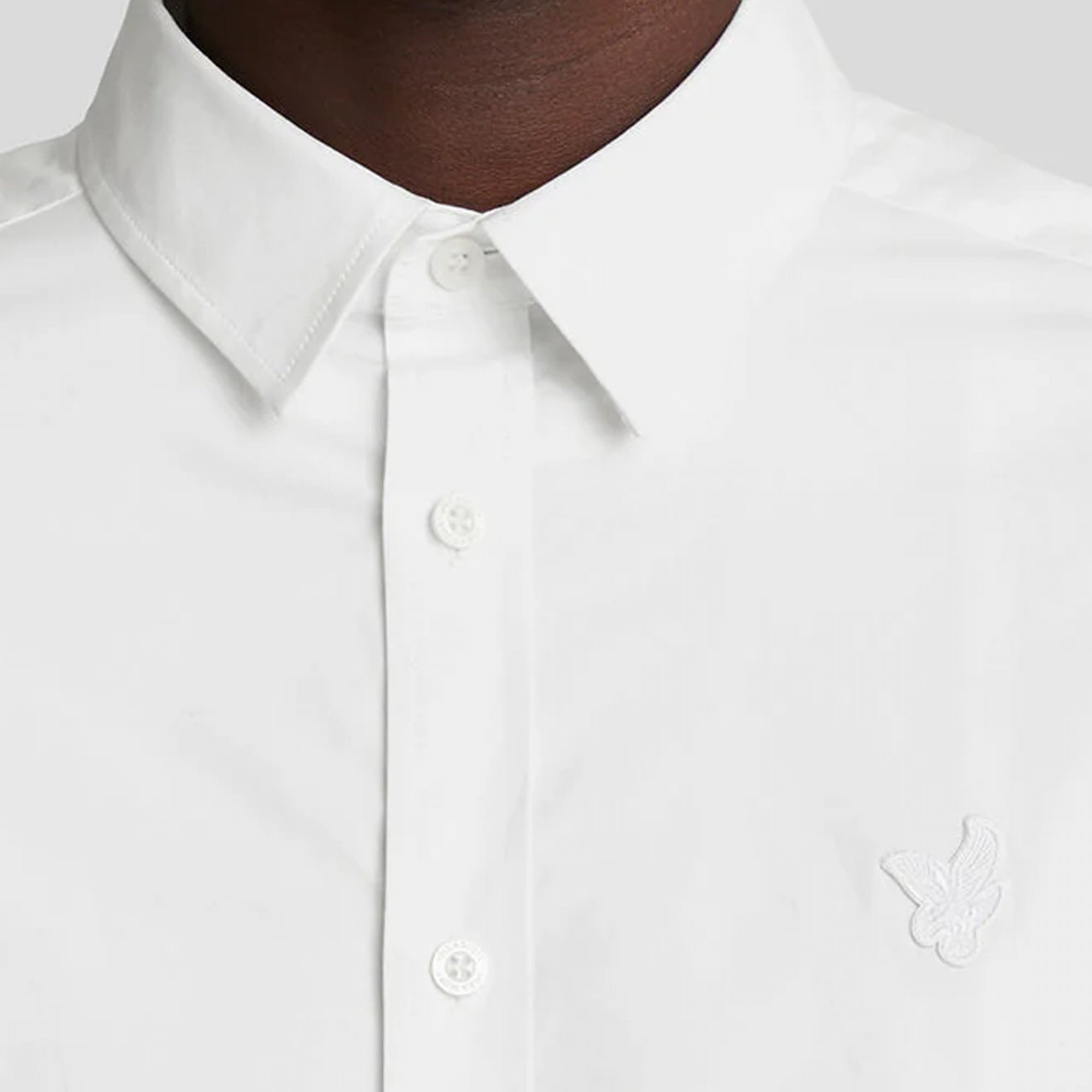 Lyle & Scott Tonal Eagle White Cotton Poplin Long Sleeve Shirt LW2113TON