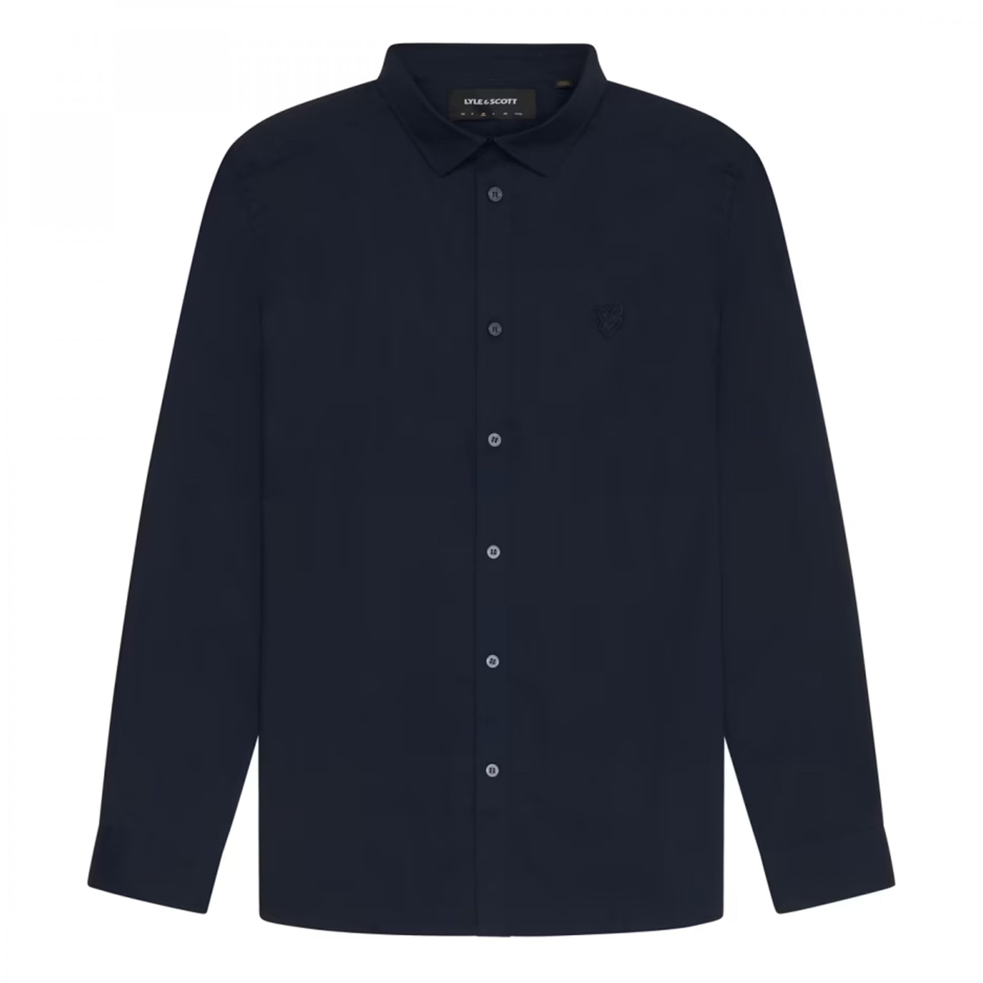 Lyle & Scott Tonal Eagle Navy Cotton Poplin Long Sleeve Shirt LW2113TON