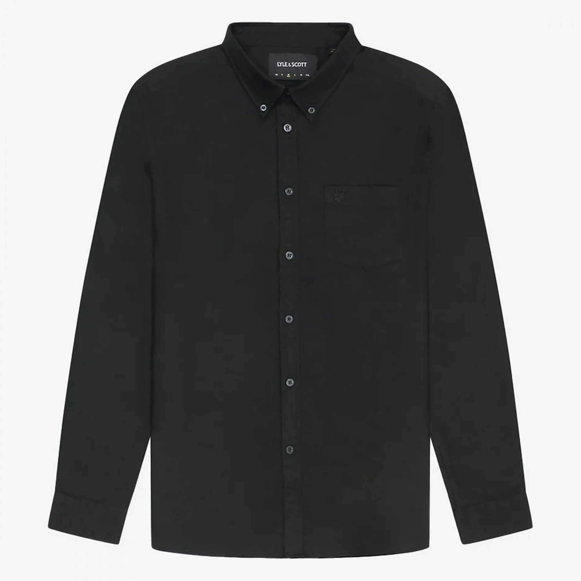 Lyle & Scott Tonal Eagle Black Oxford Long Sleeve Shirt LW2112TON