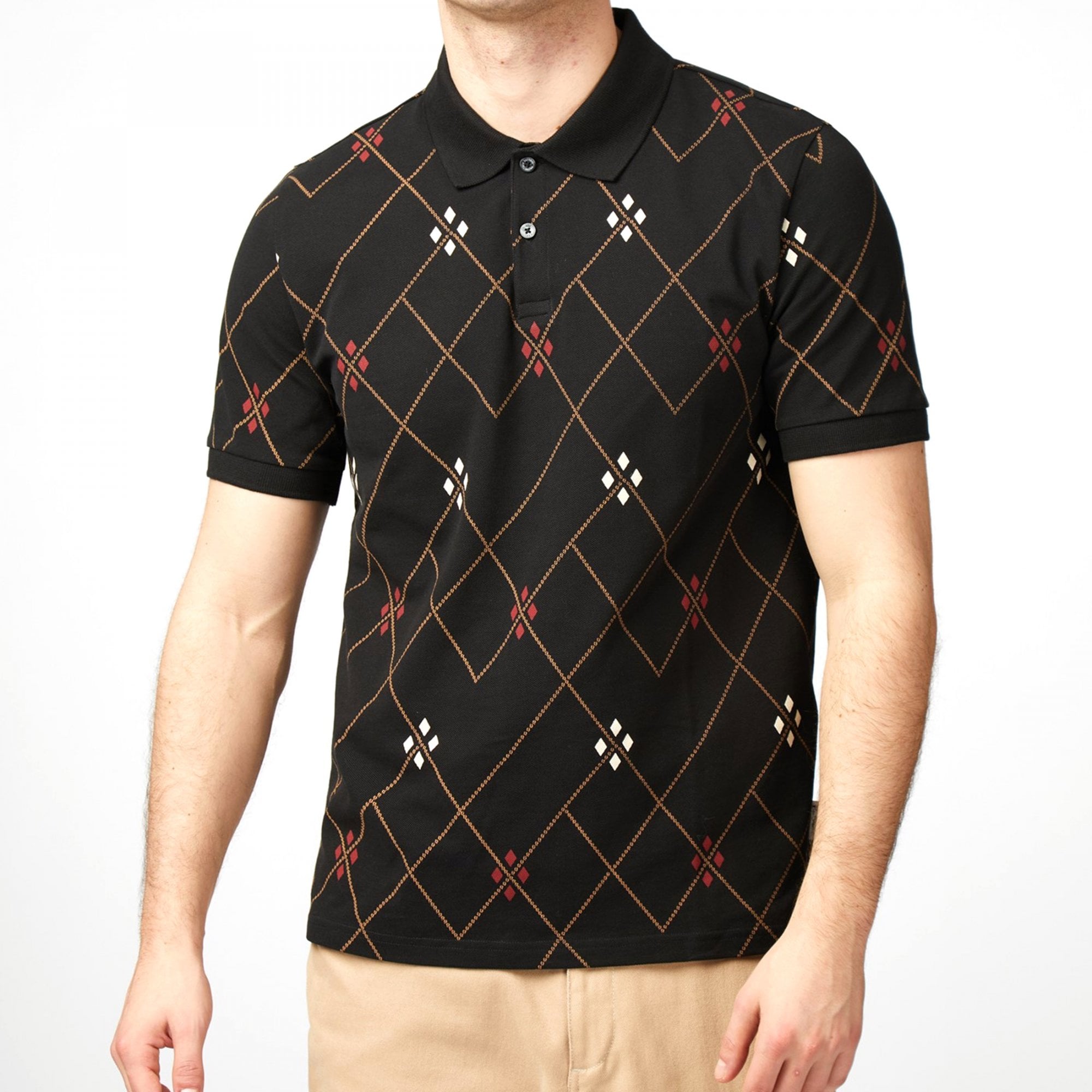 Ben Sherman Argyle Printed Polo Black 77634