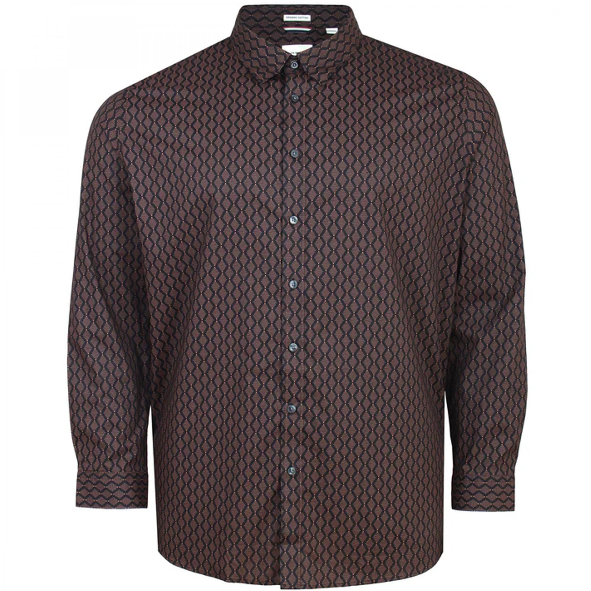 Ben Sherman Linear Geo Print Long Sleeve Shirt Black 77832