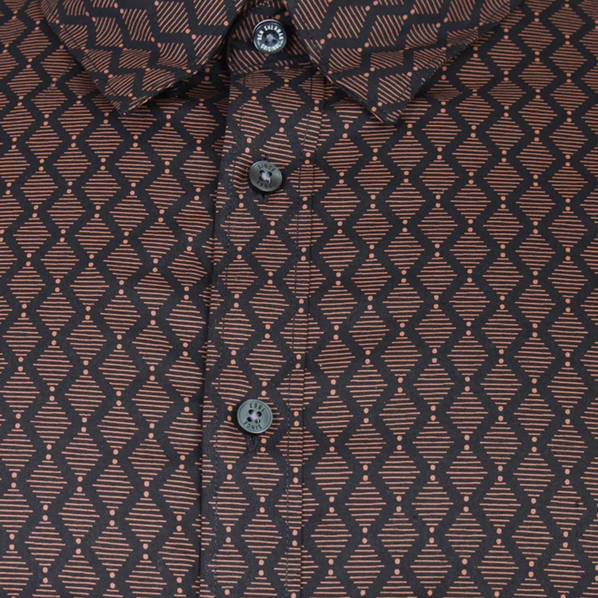 Ben Sherman Linear Geo Print Long Sleeve Shirt Black 77832