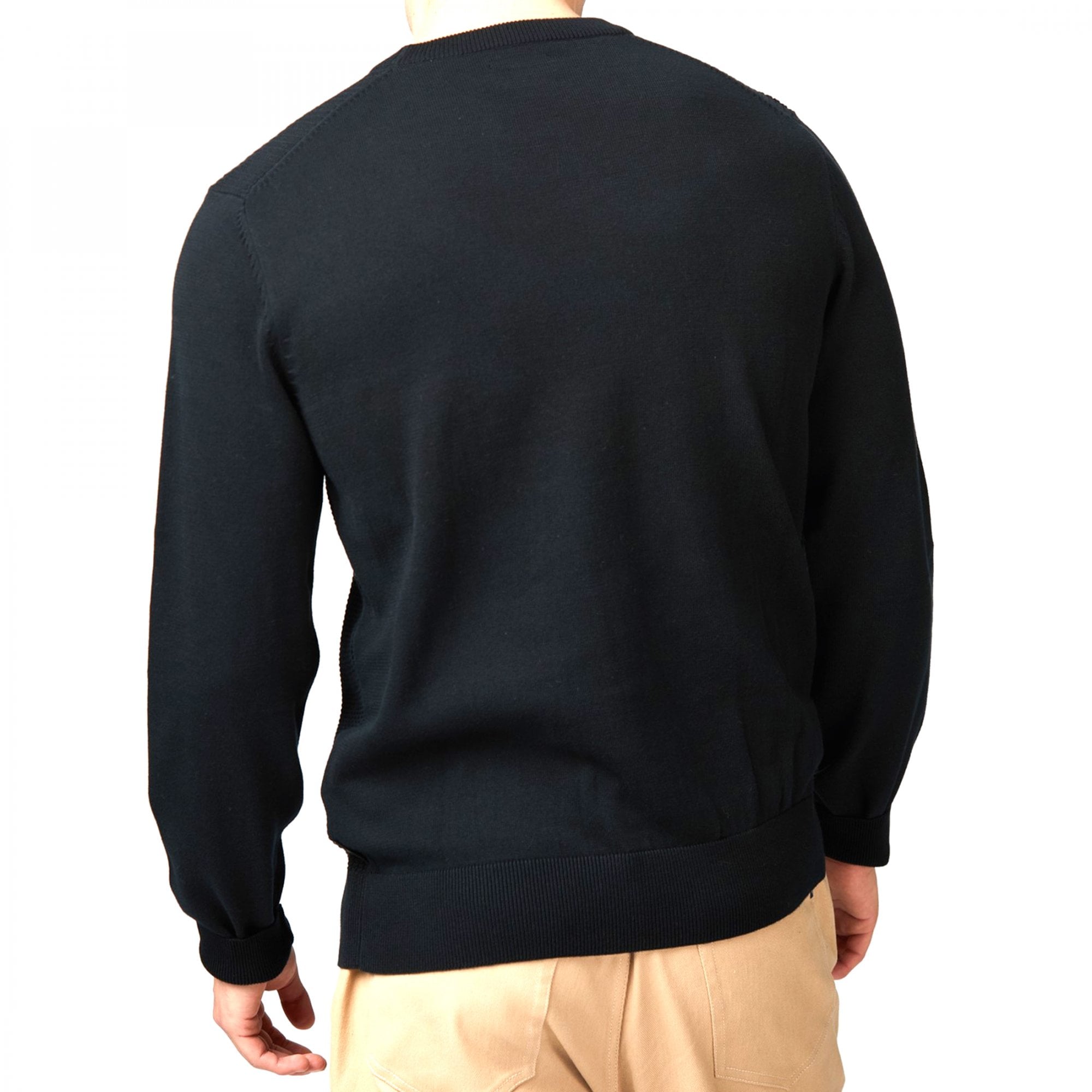 Ben Sherman Textured Front Knitted Crew Jumper Black 77610