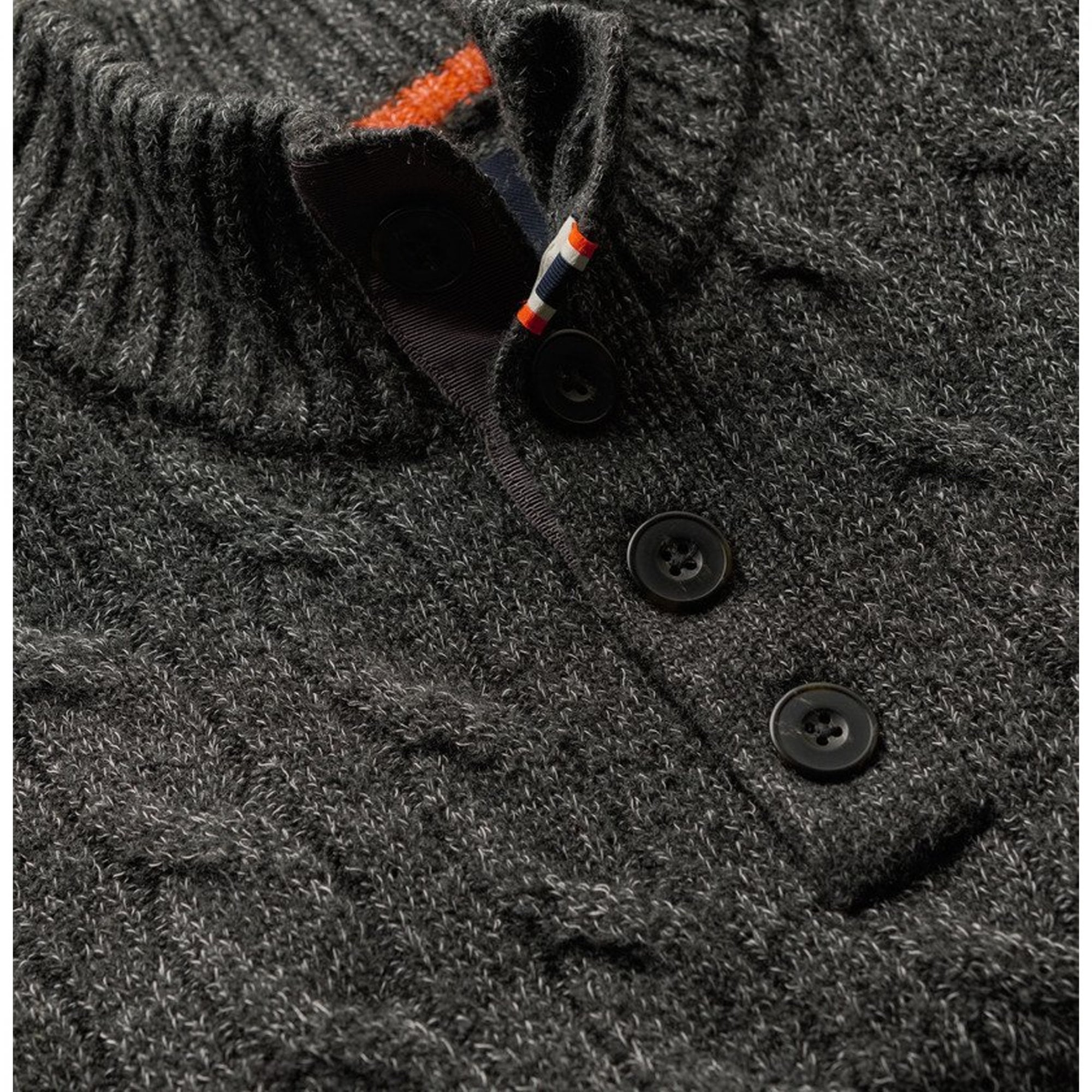 Superdry Cable Button Neck Jumper Washed Black Twist AFB