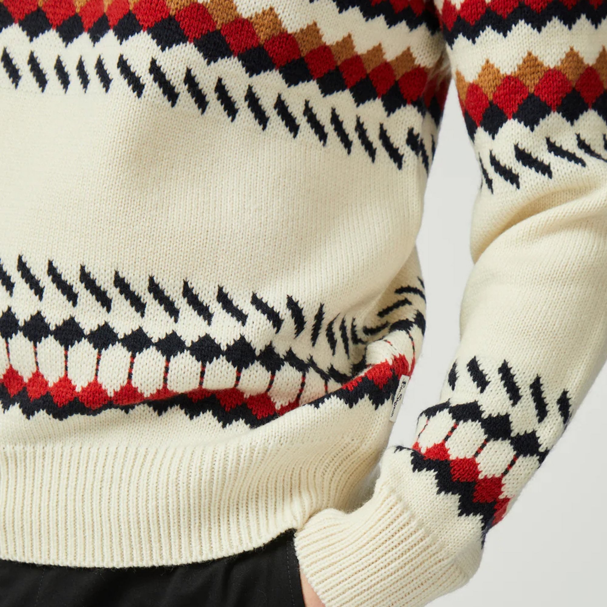 Ben Sherman Fairisle Knitted Crew Jumper Ivory 77614