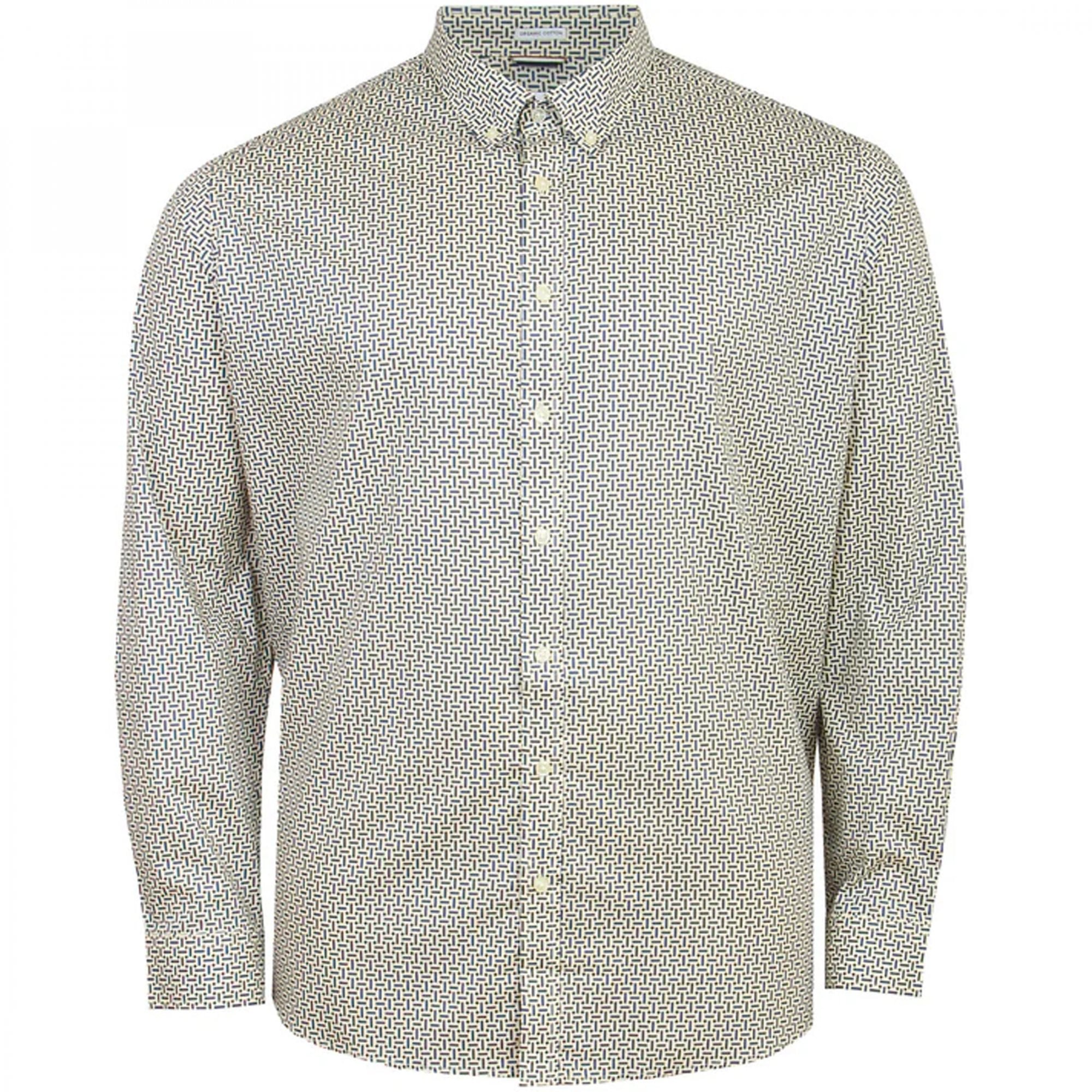 Ben Sherman Split Spot Print Long Sleeve Shirt Fog 77818