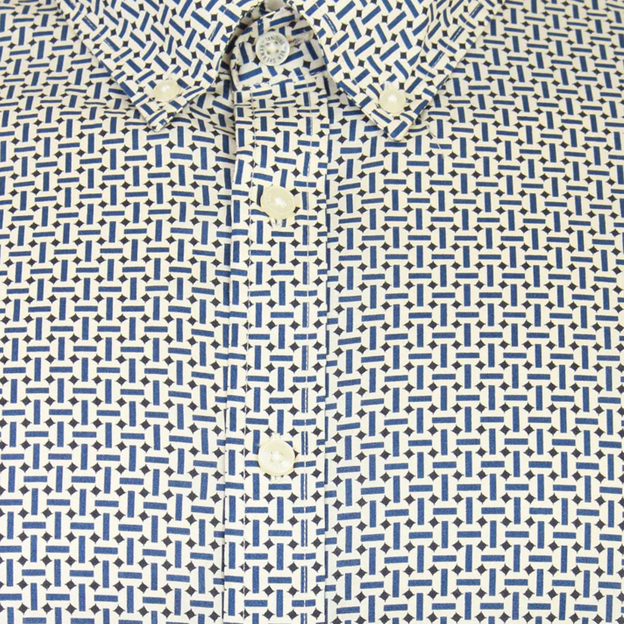 Ben Sherman Split Spot Print Long Sleeve Shirt Fog 77818