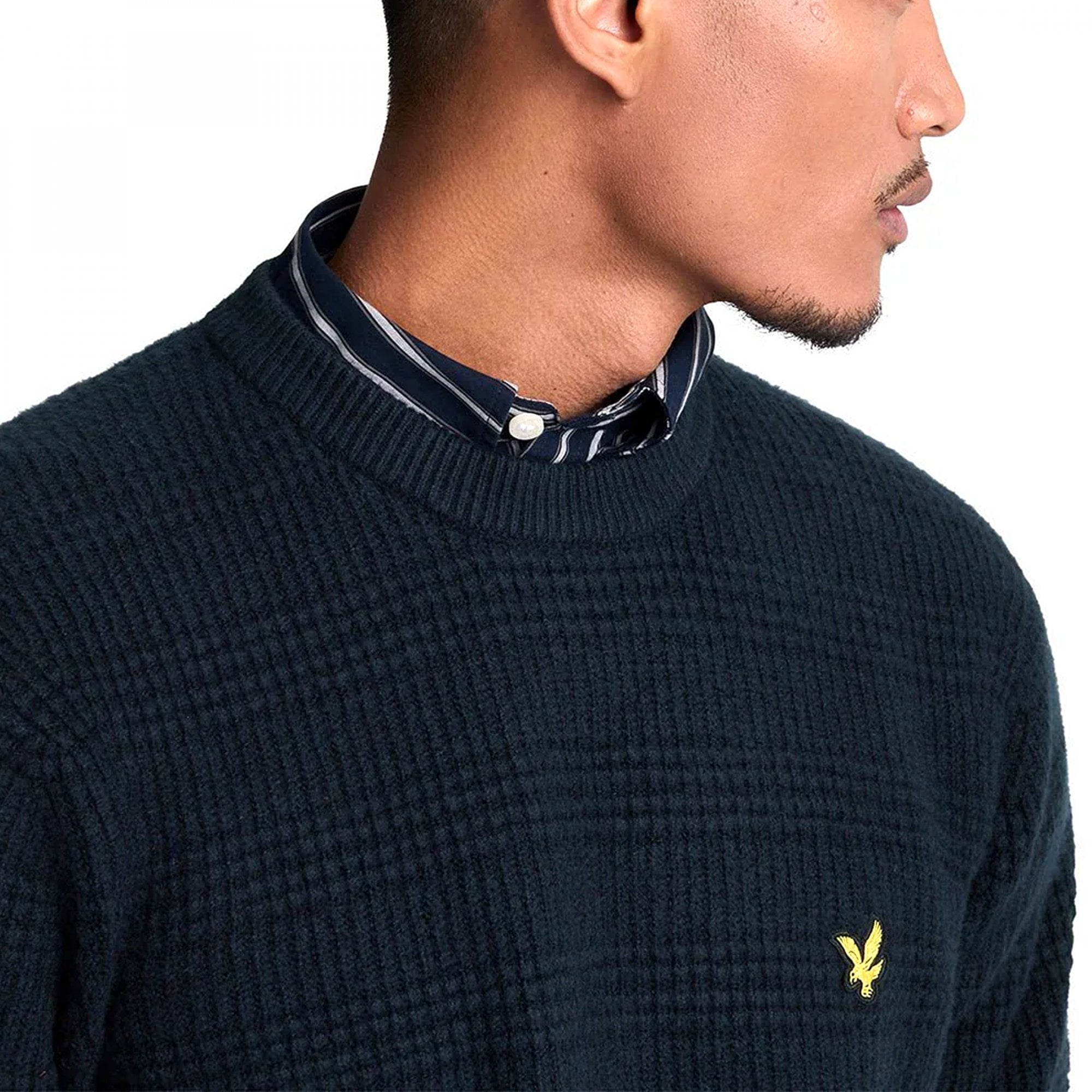 Lyle & Scott Dark Navy Waffle Knit Crew Neck Jumper KN2108V