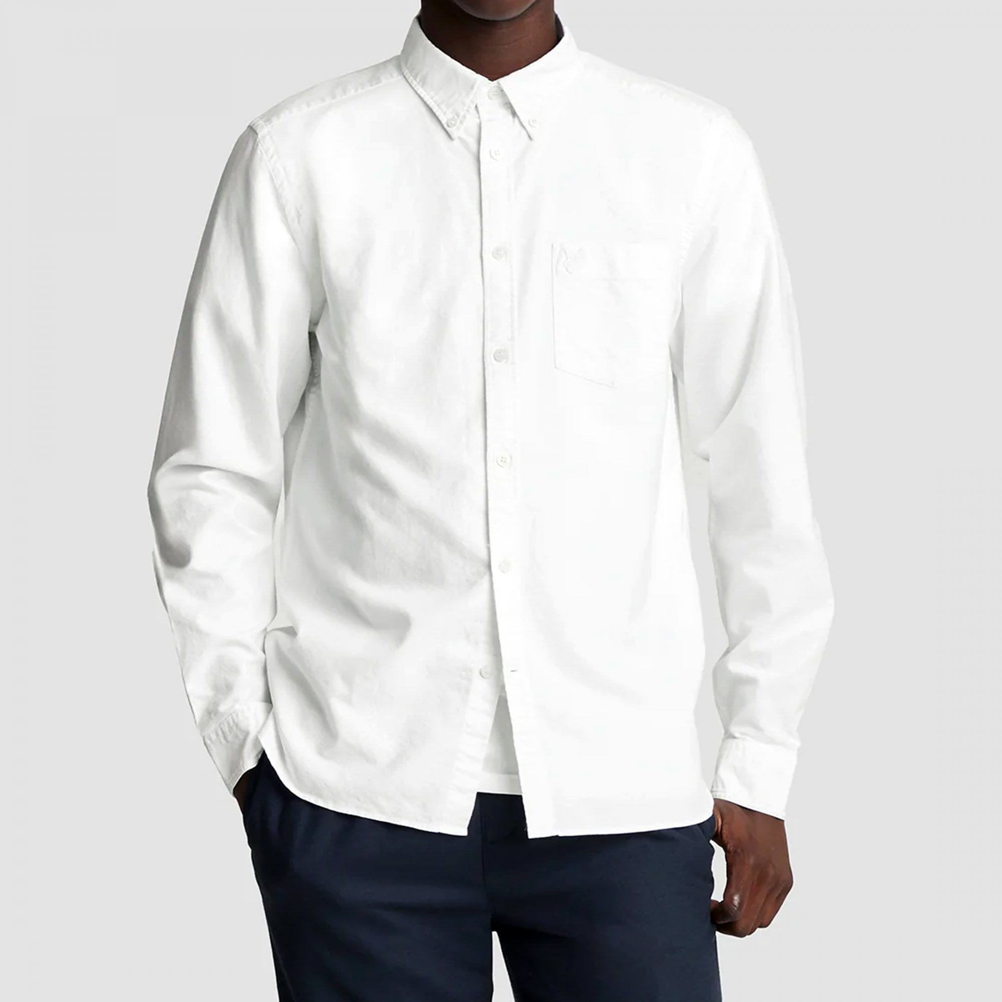 Lyle & Scott Tonal Eagle White Oxford Long Sleeve Shirt LW2112TON