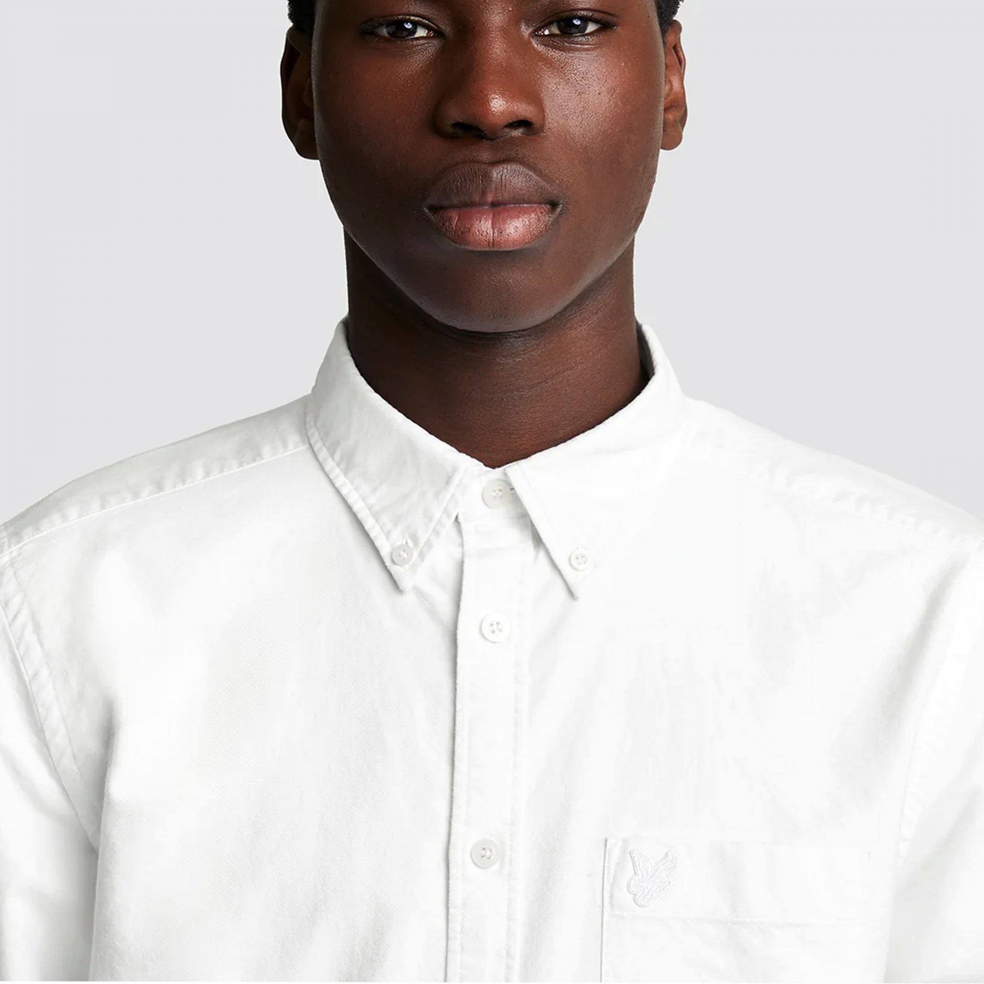 Lyle & Scott Tonal Eagle White Oxford Long Sleeve Shirt LW2112TON