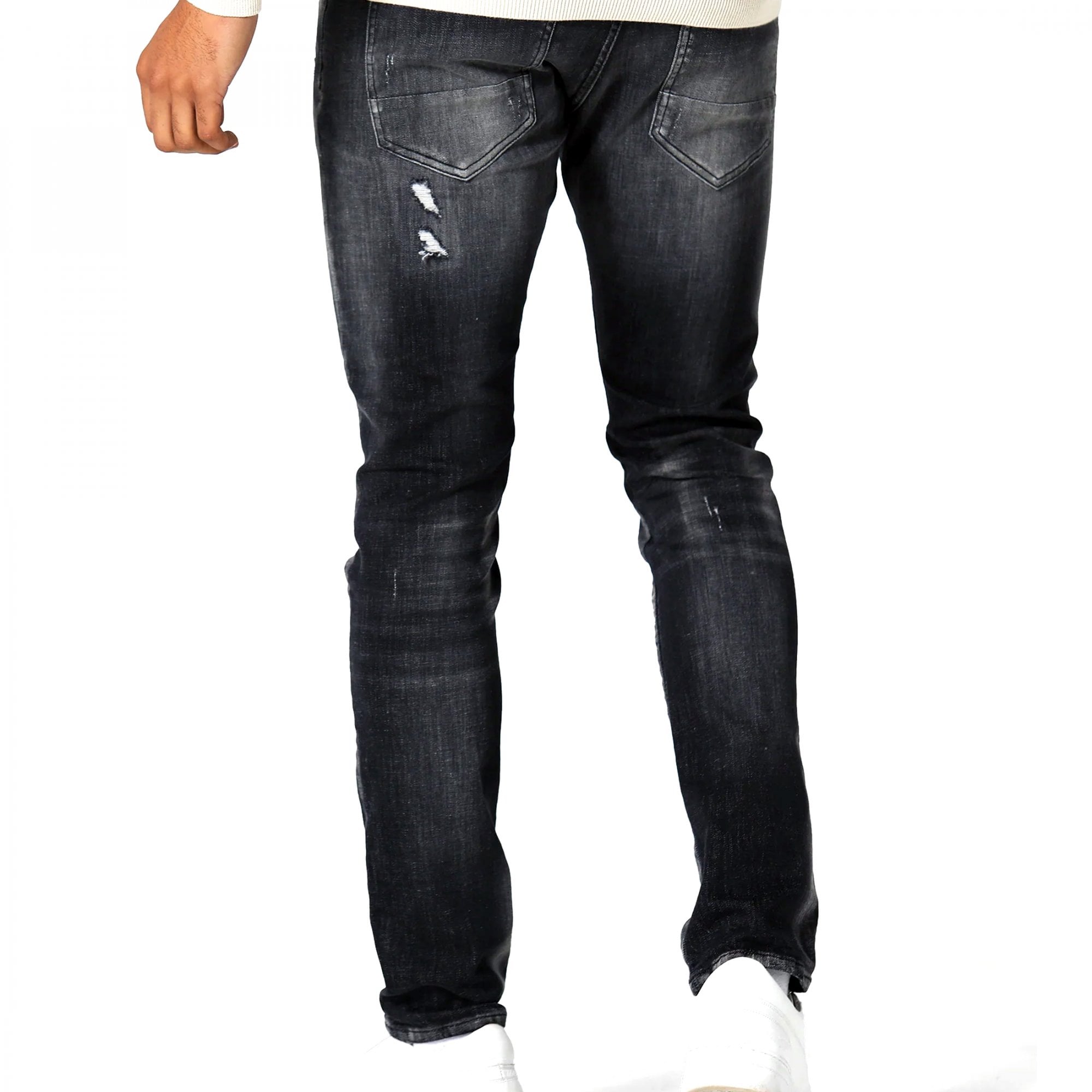 883 Police Dino Todd 985 Light Black Grey Rip & Repair Denim Jeans