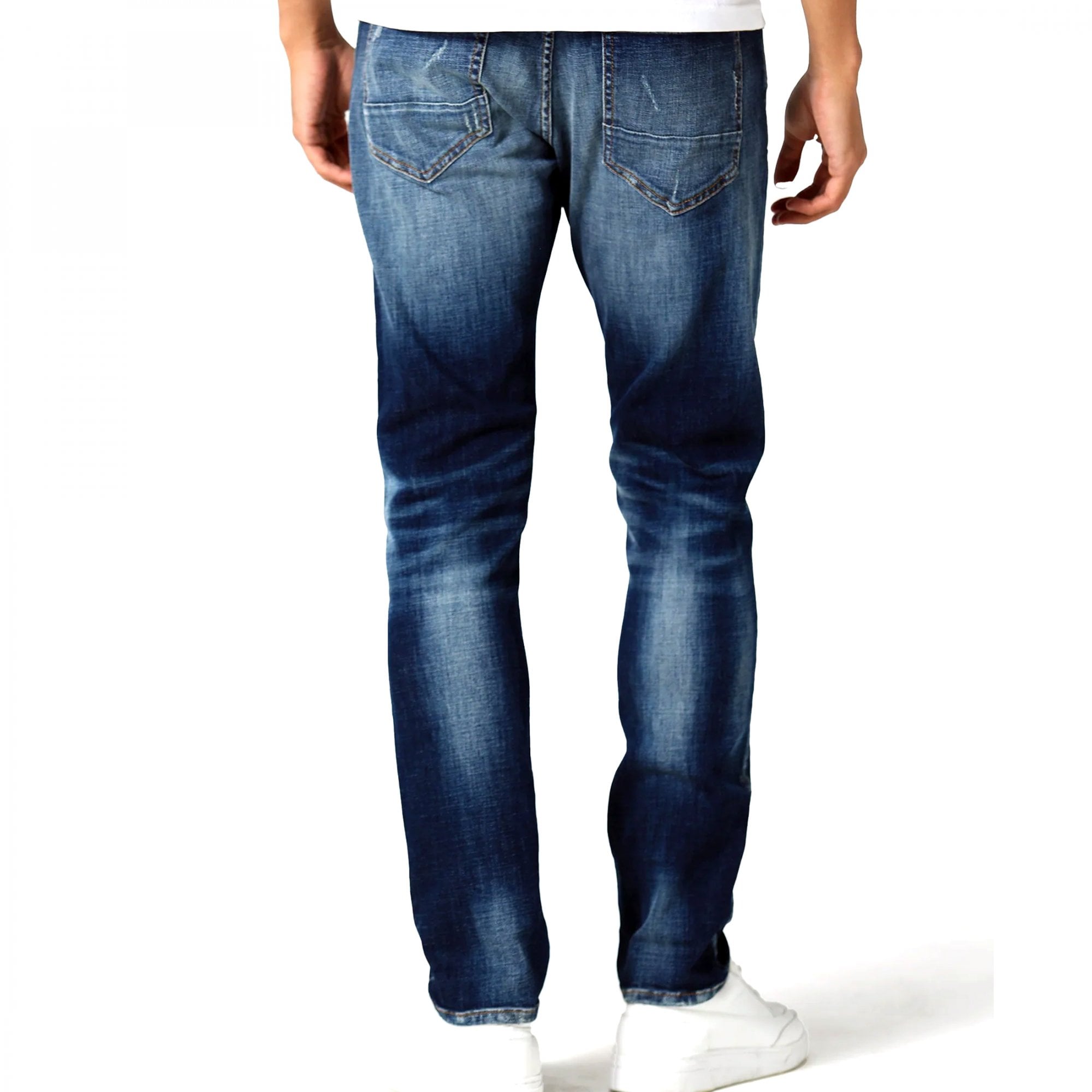 883 Police Dino Todd 1022 Tinted Blue Rip & Repair Denim Jeans