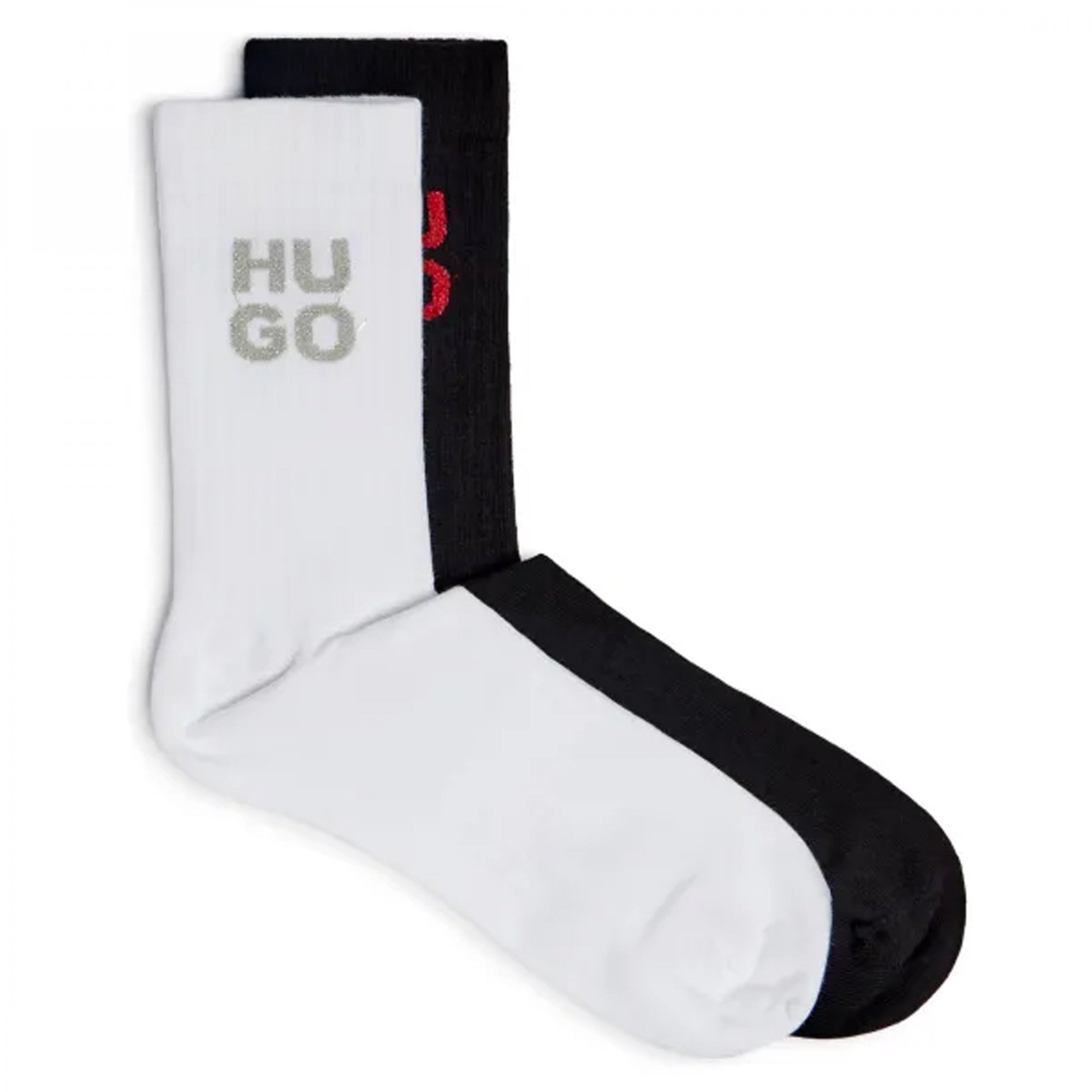 Hugo Boss 2 Pack QS Gift Lurex CC White/Black Sport Socks 001 50524850