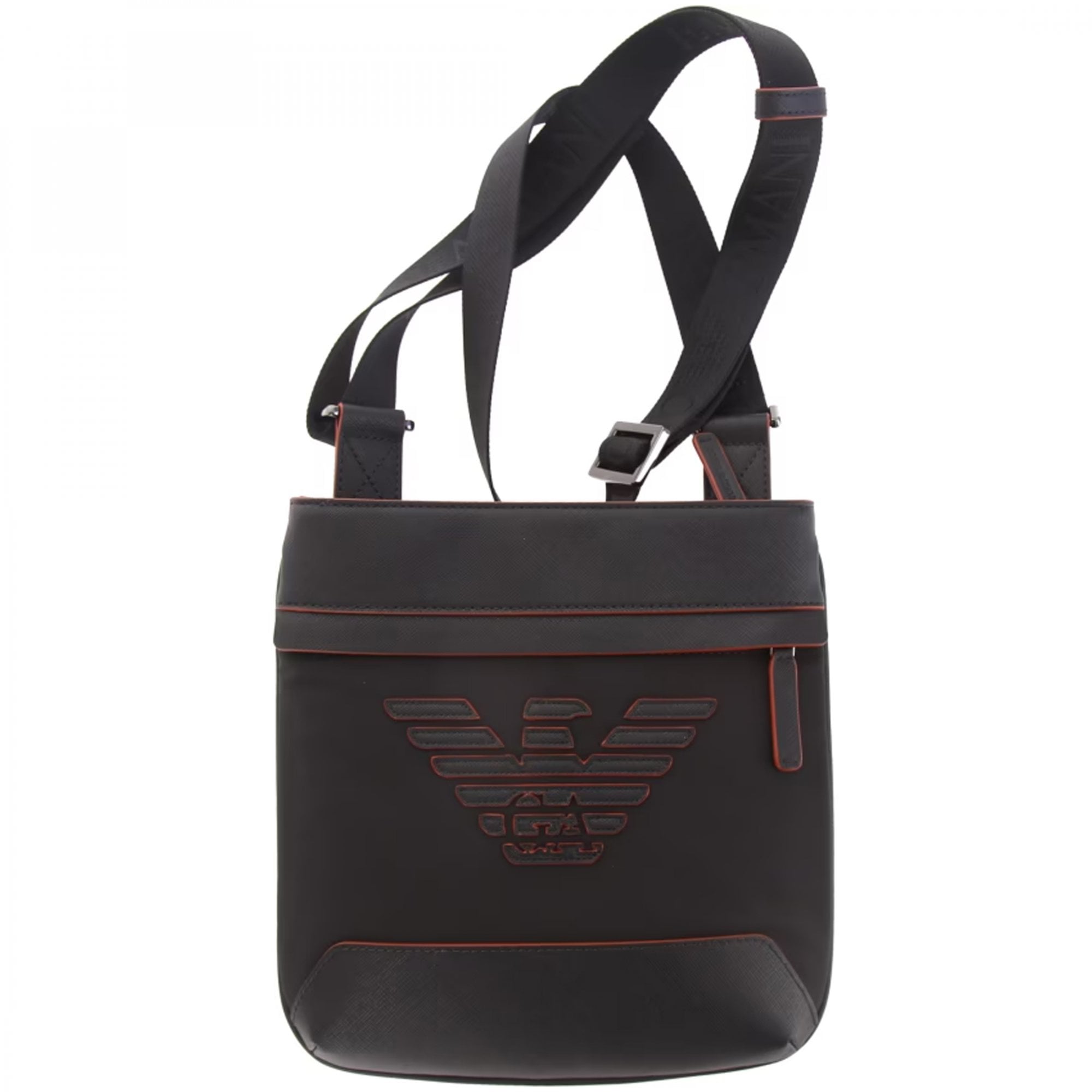 Emporio Armani Black/Orange Faux Leather Small Side Bag Y4M185 Y216J