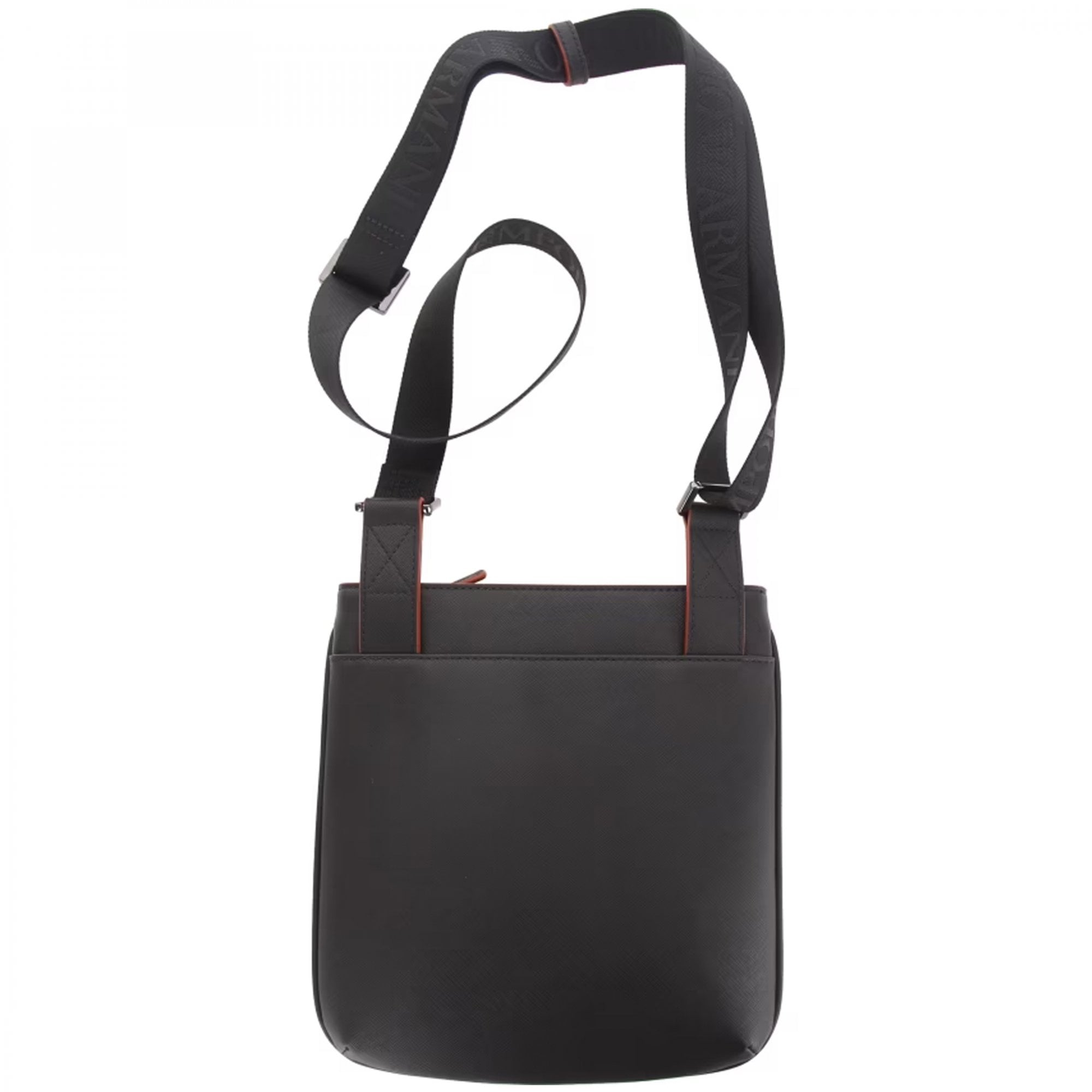 Emporio Armani Black/Orange Faux Leather Small Side Bag Y4M185 Y216J