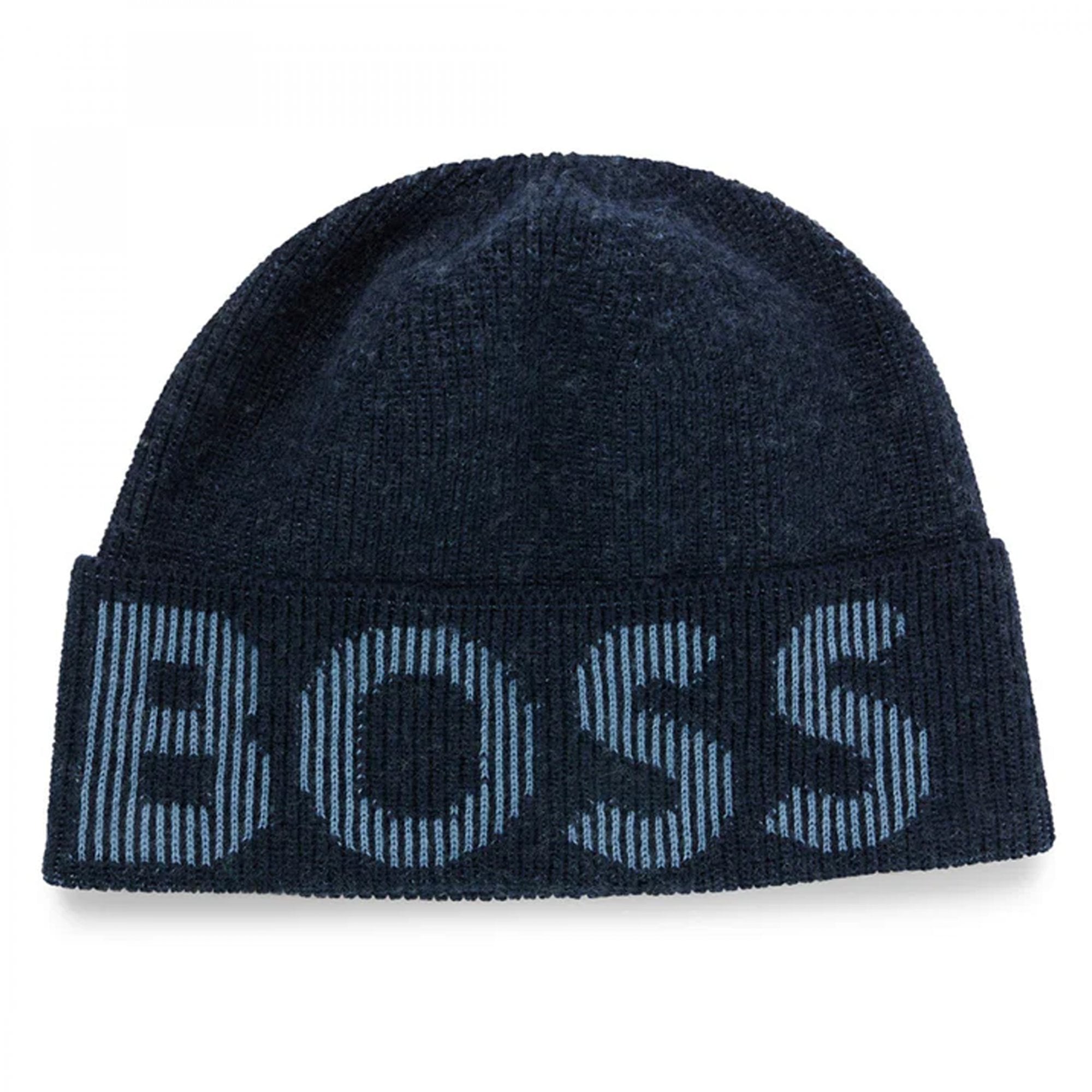 Hugo Boss Lamico_Hat Ribbed Turn Up Wool Beanie Navy 50495296