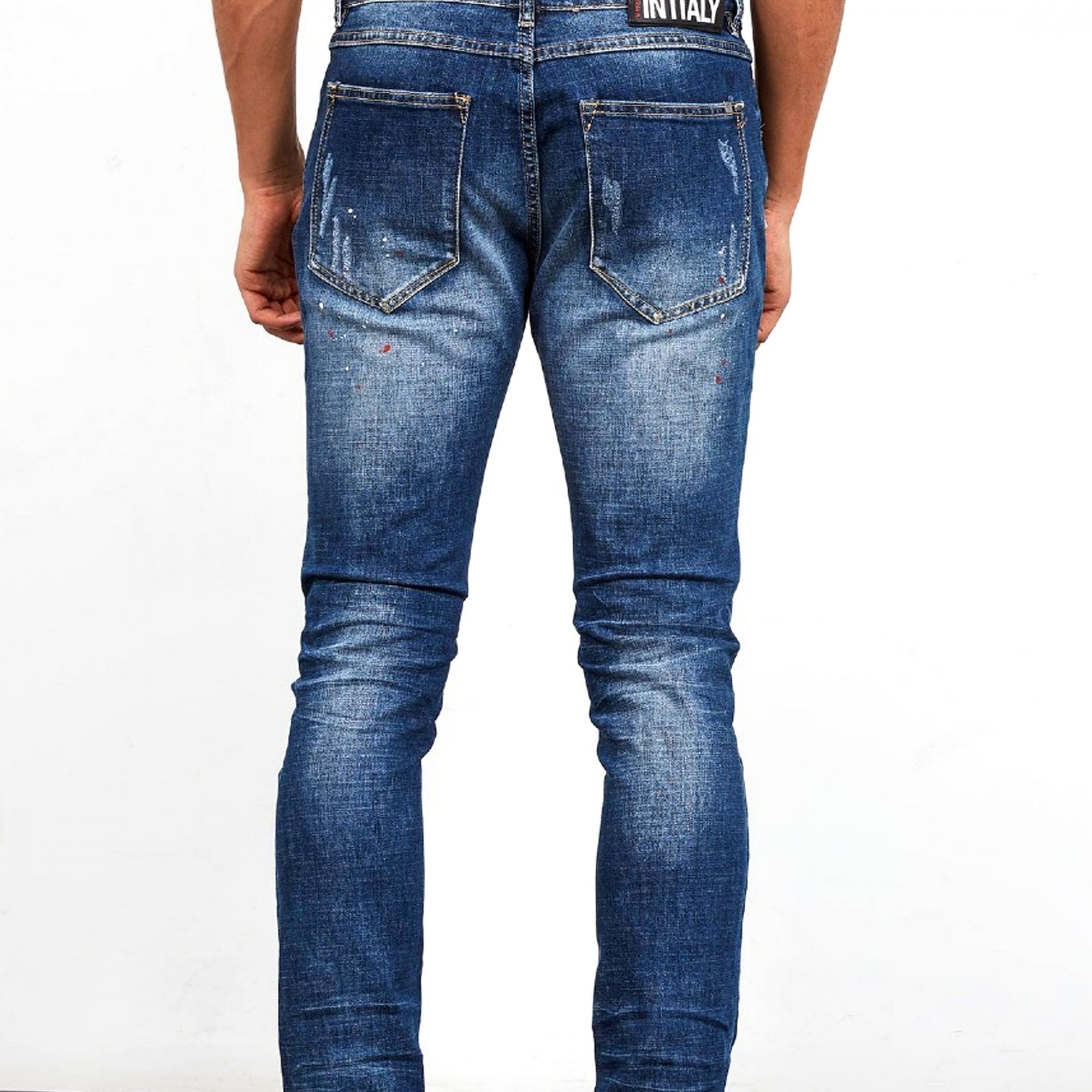 Alessandro Zavetti Sebastiano 002 Indigo Blue Wash Denim Ripped Jeans