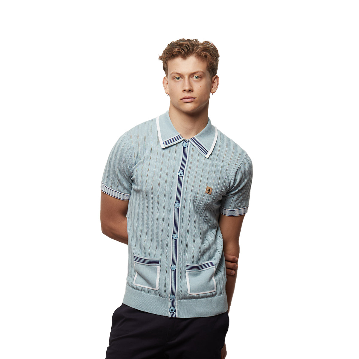 GABICCI CARTER MINT KNIITED FULL BUTTON S/S POLO V56GM14