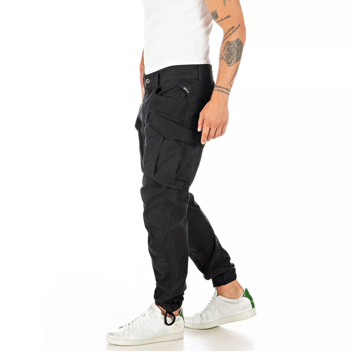 REPLAY COMFORT COTTON TWILL BLACK CARGO COMBATS