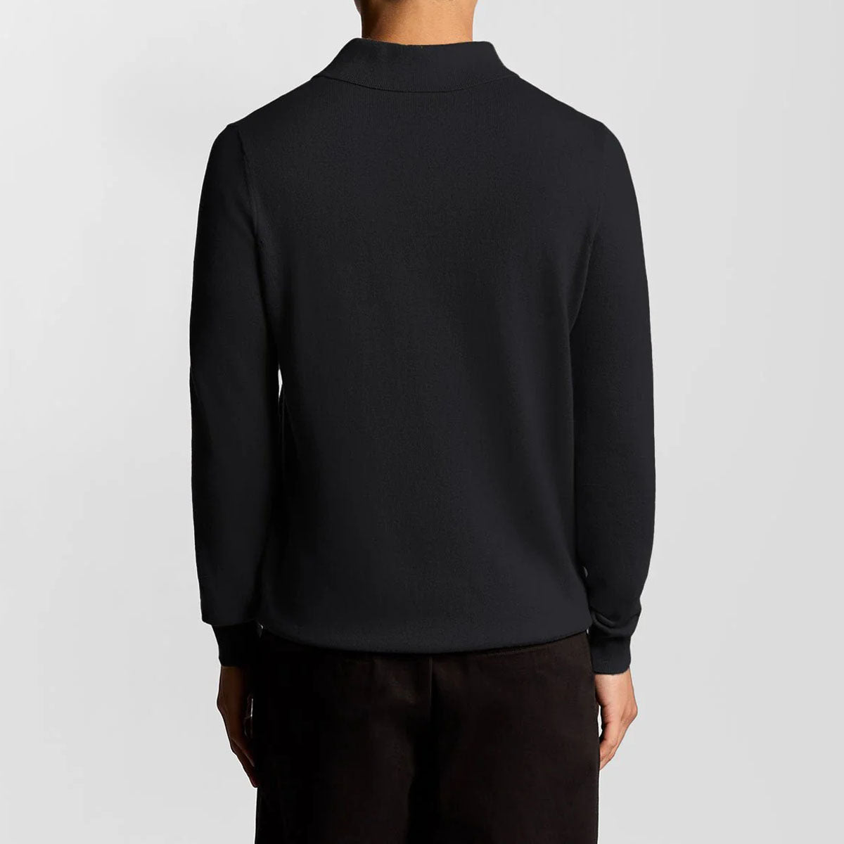 LYLE & SCOTT COTTON MERINO LONG SLEEVE DARK NAVY KNITTED POLO KN2113VC