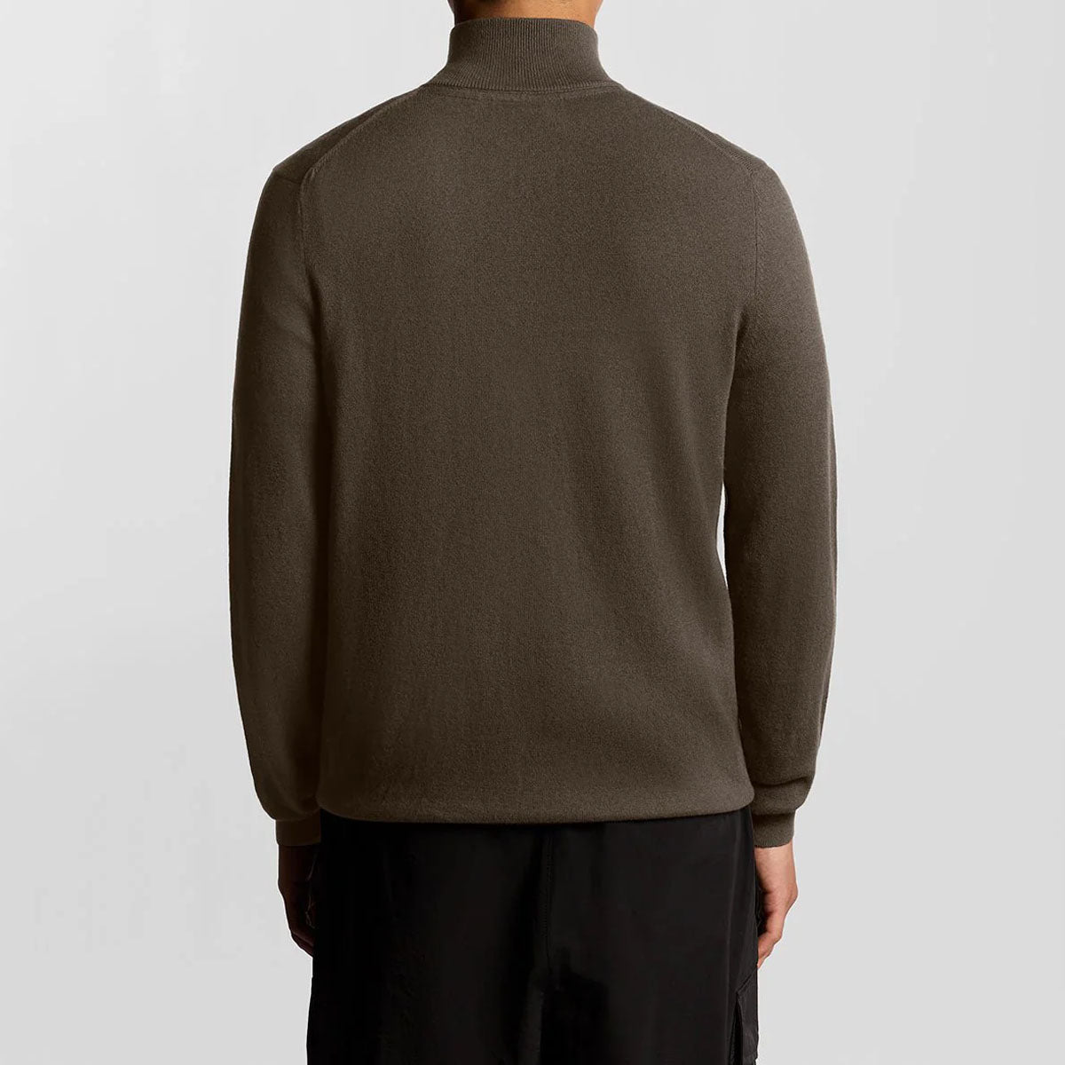 LYLE & SCOTT COTTON MERINO QUARTER ZIP ESPRESSO BROWN JUMPER KN2112VC