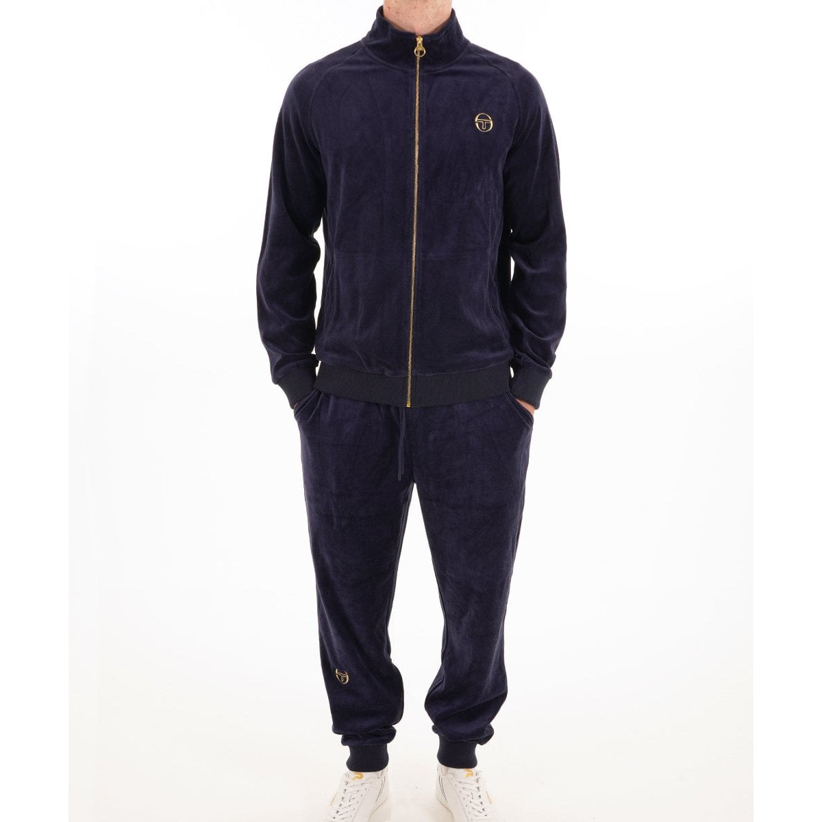 SERGIO TACCHINI COURT VELOUR TRACK PANTS NAVY/CREAM