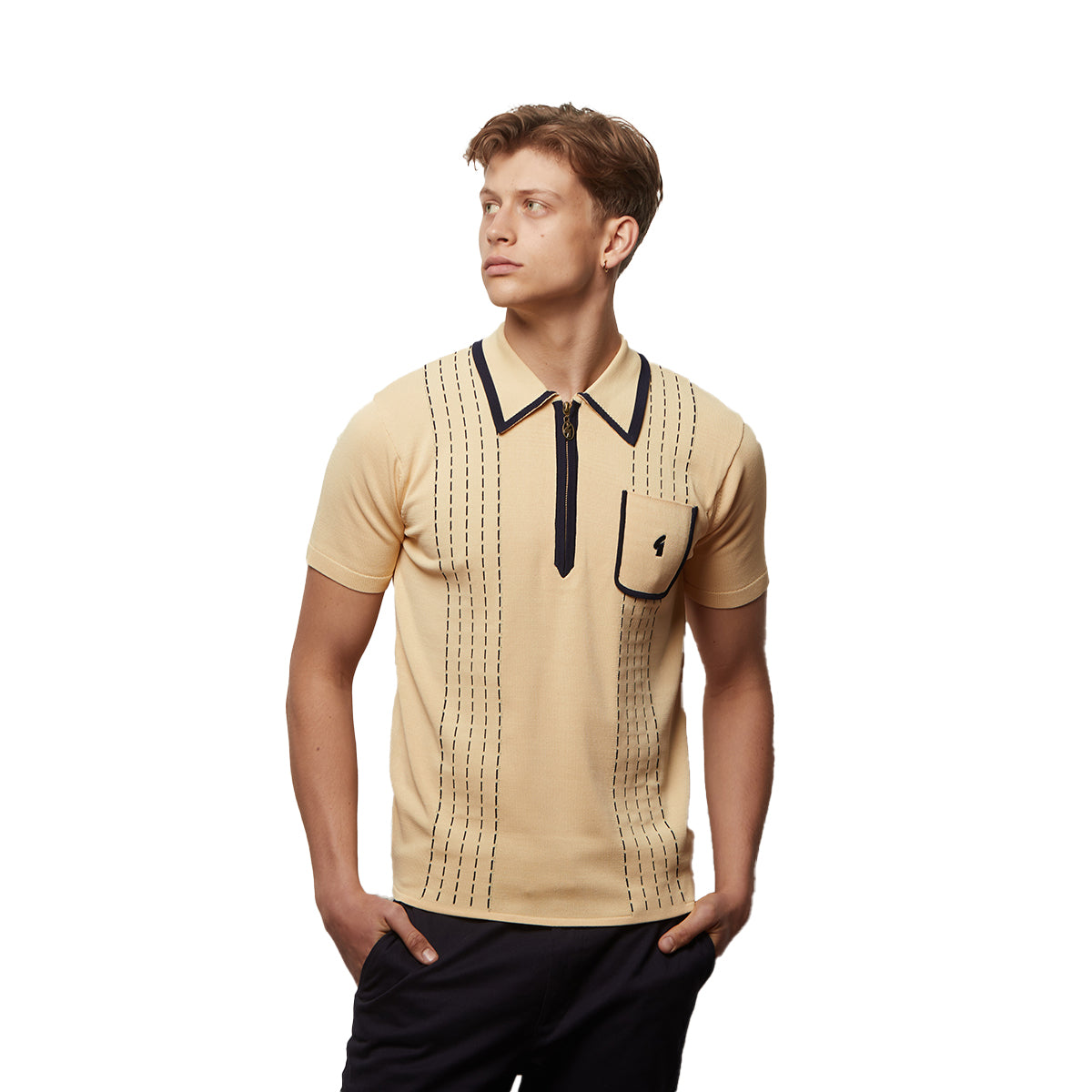 GABICCI DARRON LEMON KNIITED ZIP S/S POLO V56GM25