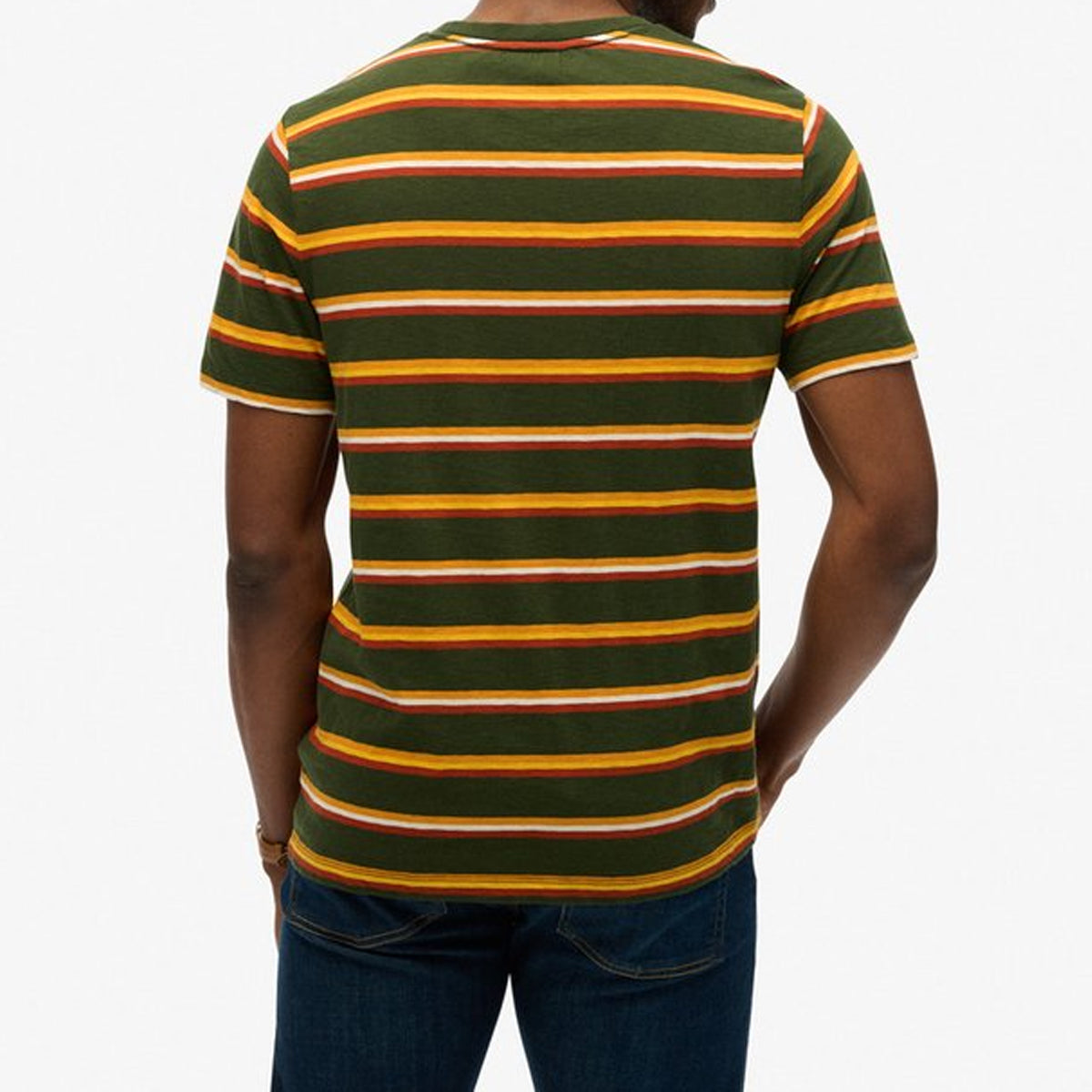 SUPERDRY ESSENTIAL STRIPE T-SHIRT ARMY GREEN F8X