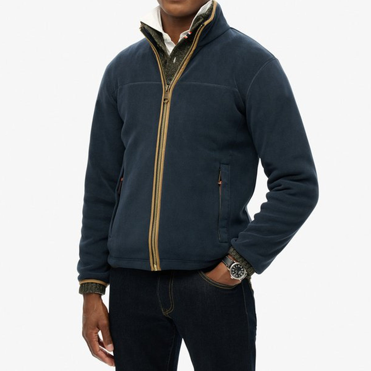 SUPERDRY ESTATE FULL ZIP ECLIPSE NAVY FLEECE