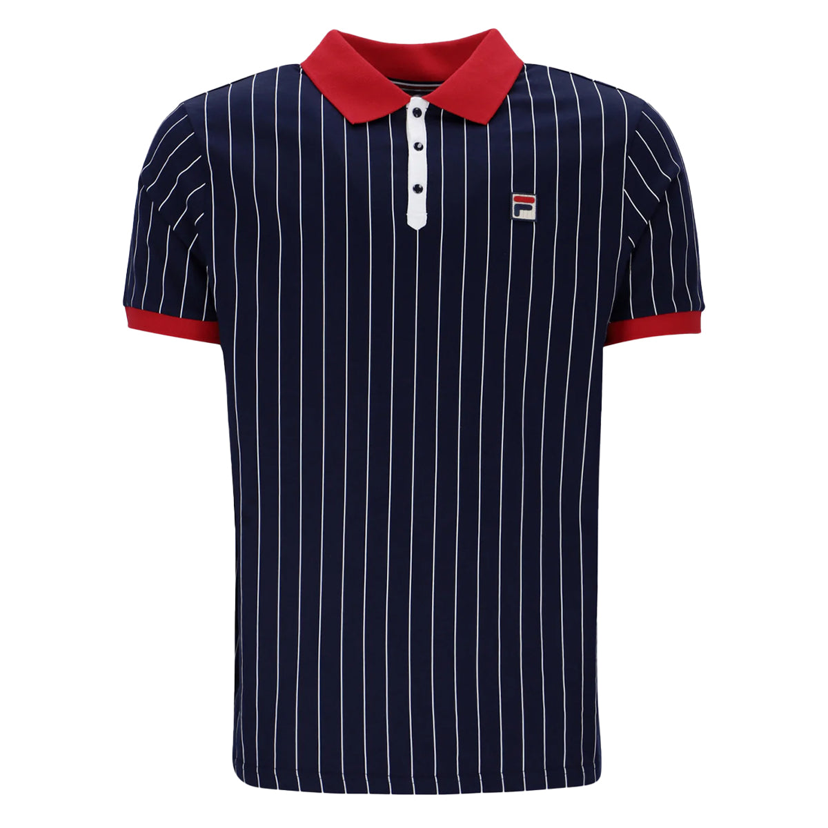 Fila BB1 Classic Vintage Striped Polo T-Shirt Navy/Red