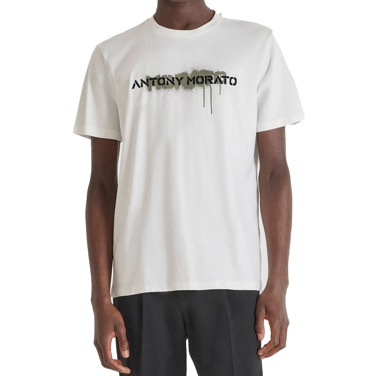 ANTONY MORATO FLOCKED LOGO CREAM T-SHIRT MMKS02565