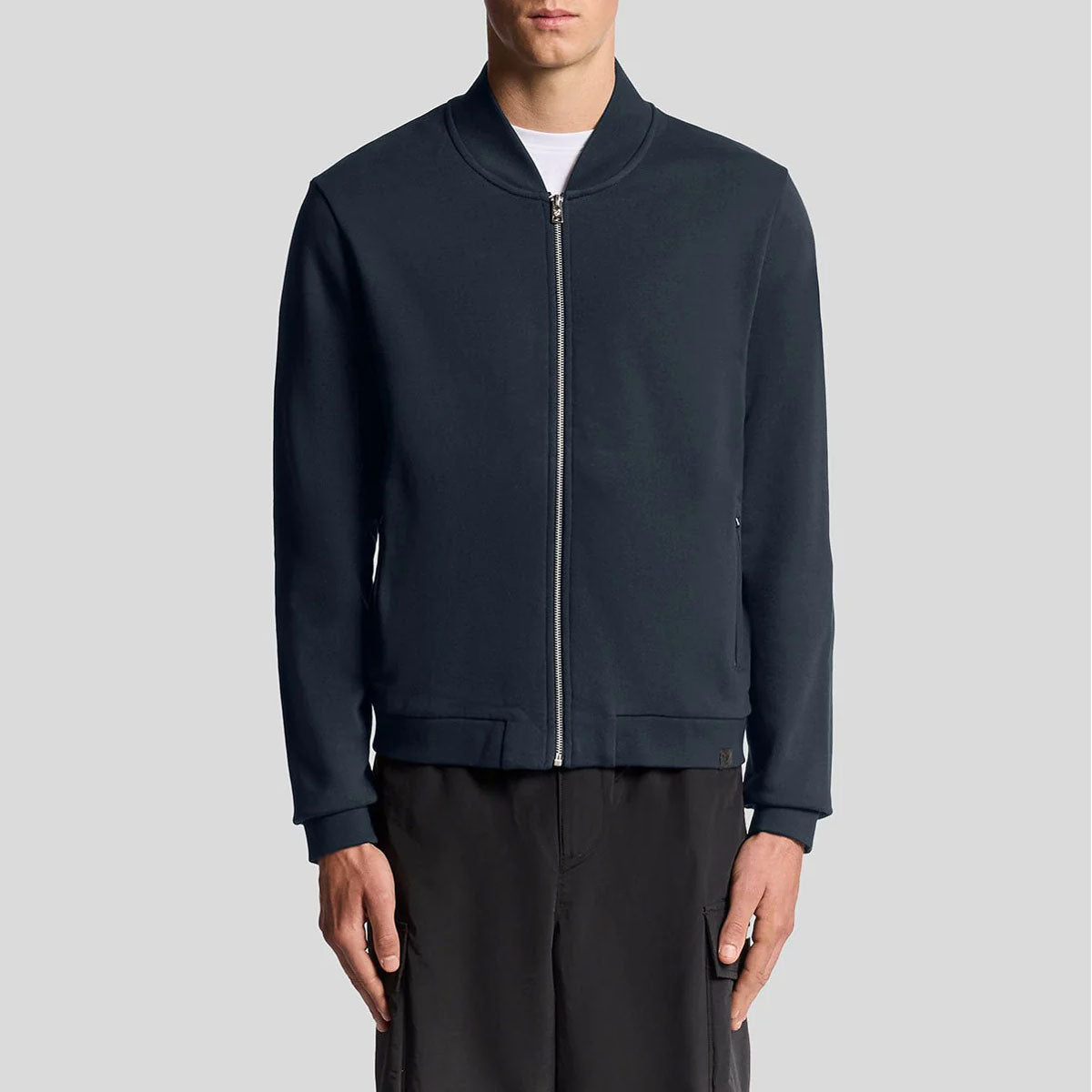 LYLE & SCOTT HALF RAGLAN DARK NAVY JERSEY BOMBER SWEATSHIRT ML2328V