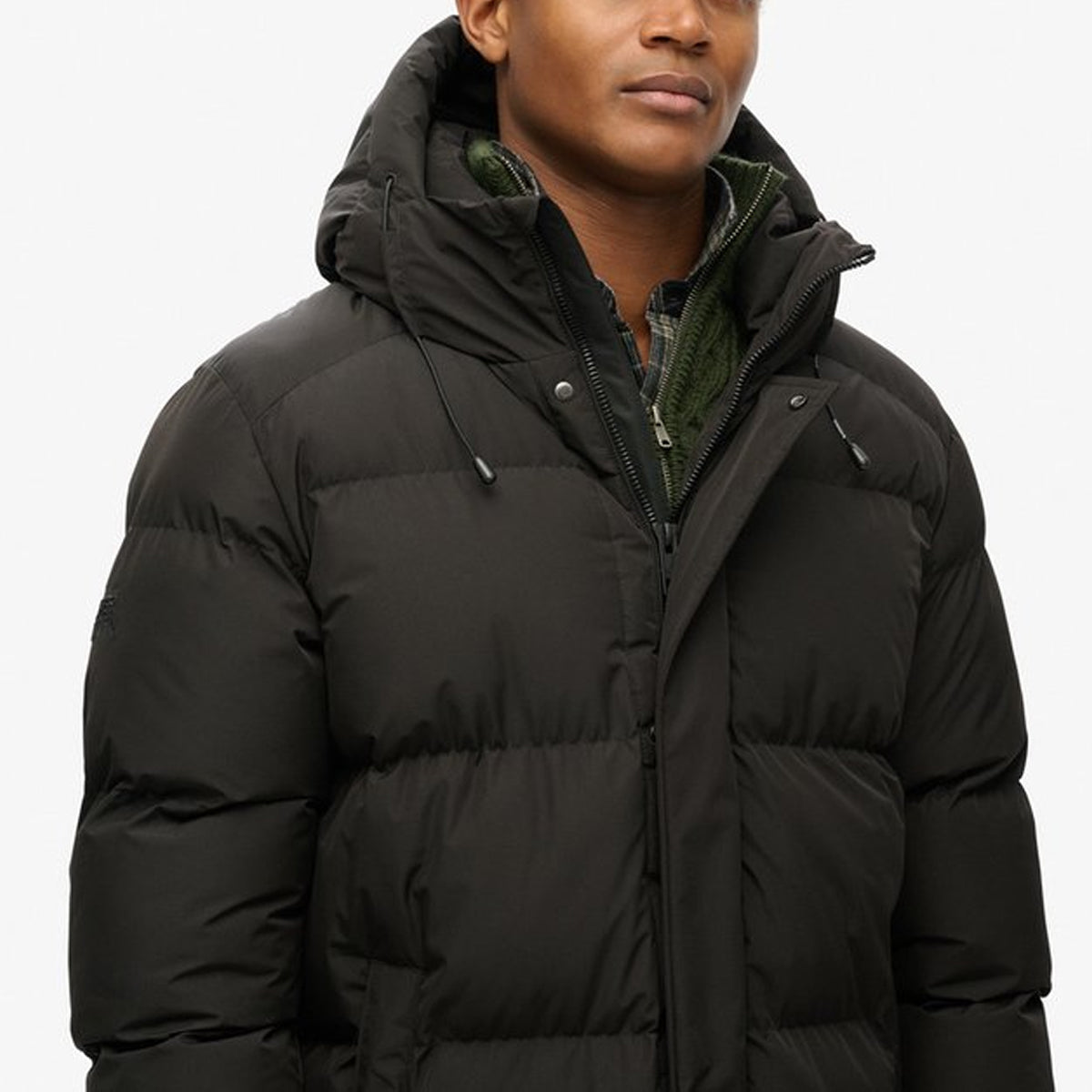 SUPERDRY HOODED SPORTS PUFFER MID BLACK JACKET
