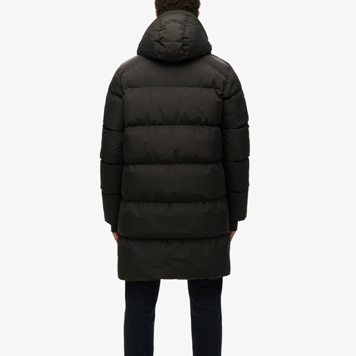 SUPERDRY HOODED SPORTS PUFFER MID BLACK JACKET