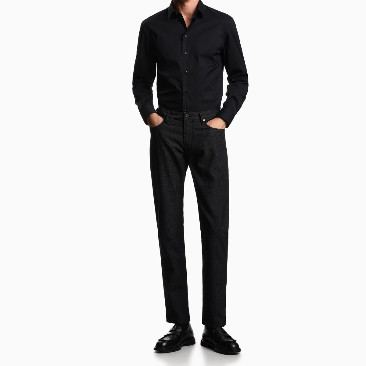 EMPORIO ARMANI J06 1N2NZ SLIM FIT BLACK MICRO DOT JEANS