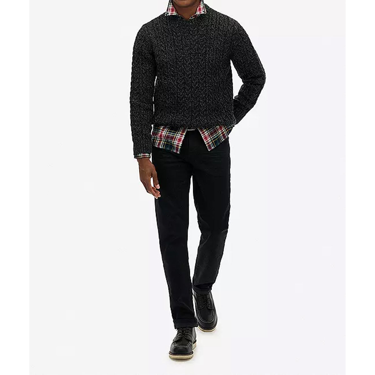 SUPERDRY JACOB CABLE CREW NECK JUMPER BLACK 02A