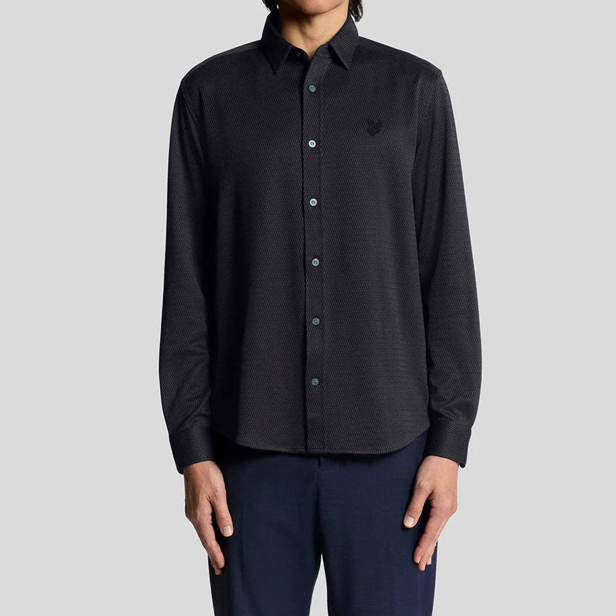 LYLE & SCOTT JAQUARD INTERLOCK NAVY SHIRT LW2348V