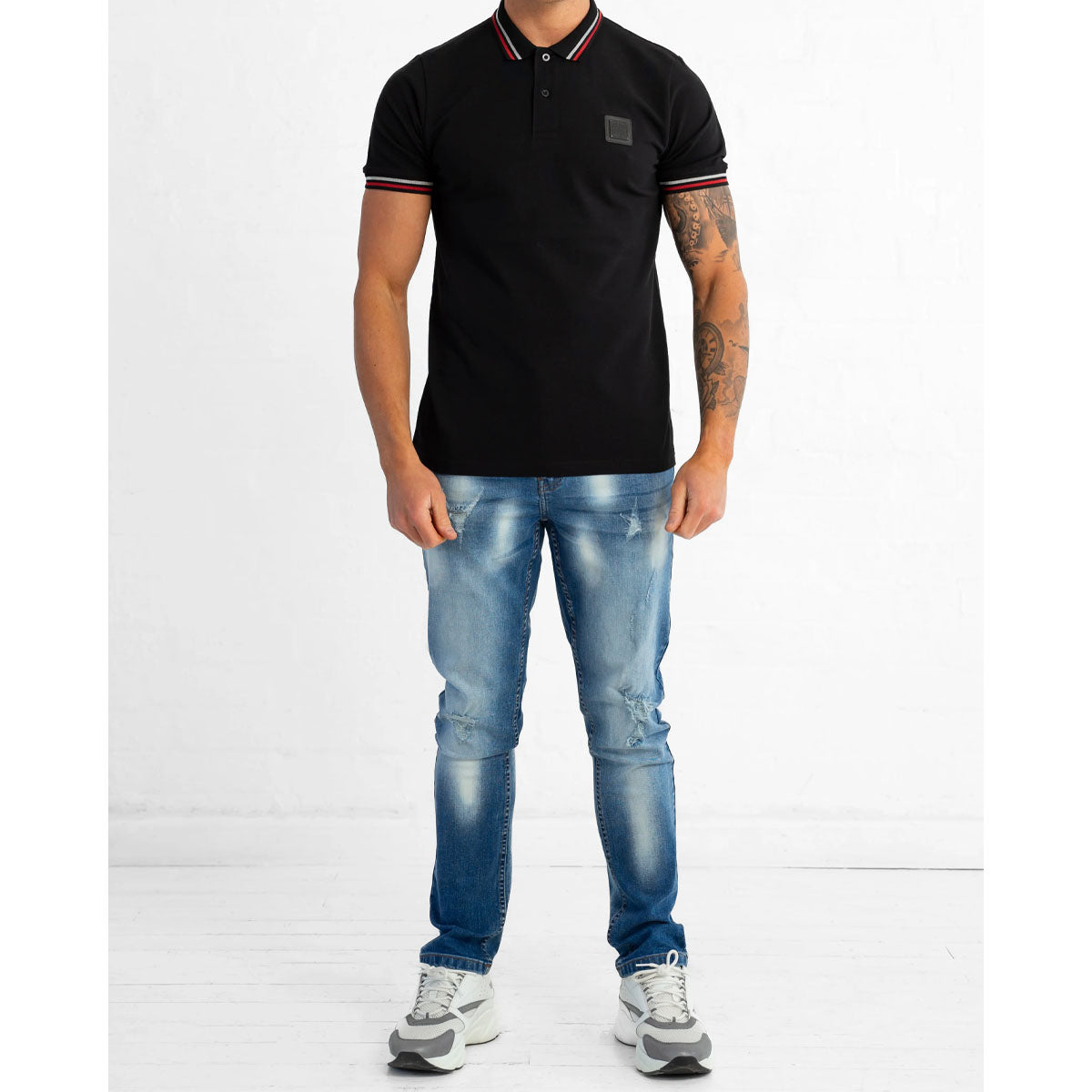 FORAY JAYDEN BLACK POLO T-SHIRT