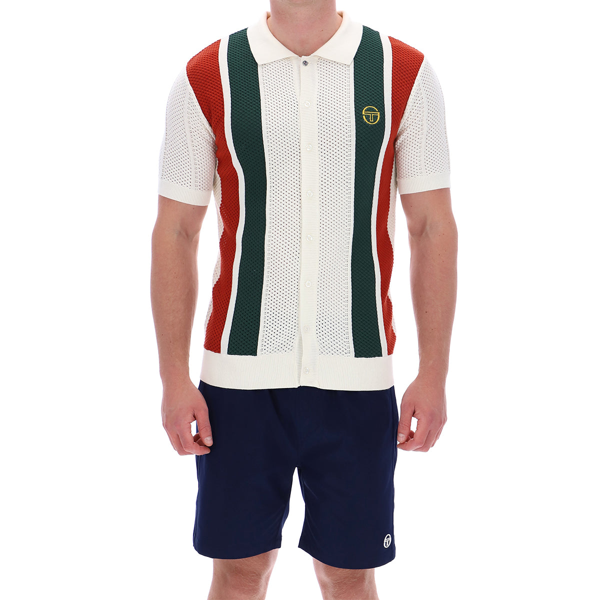 MONTELL KNIT POLO SHIRT GARDENIA/MARITIME